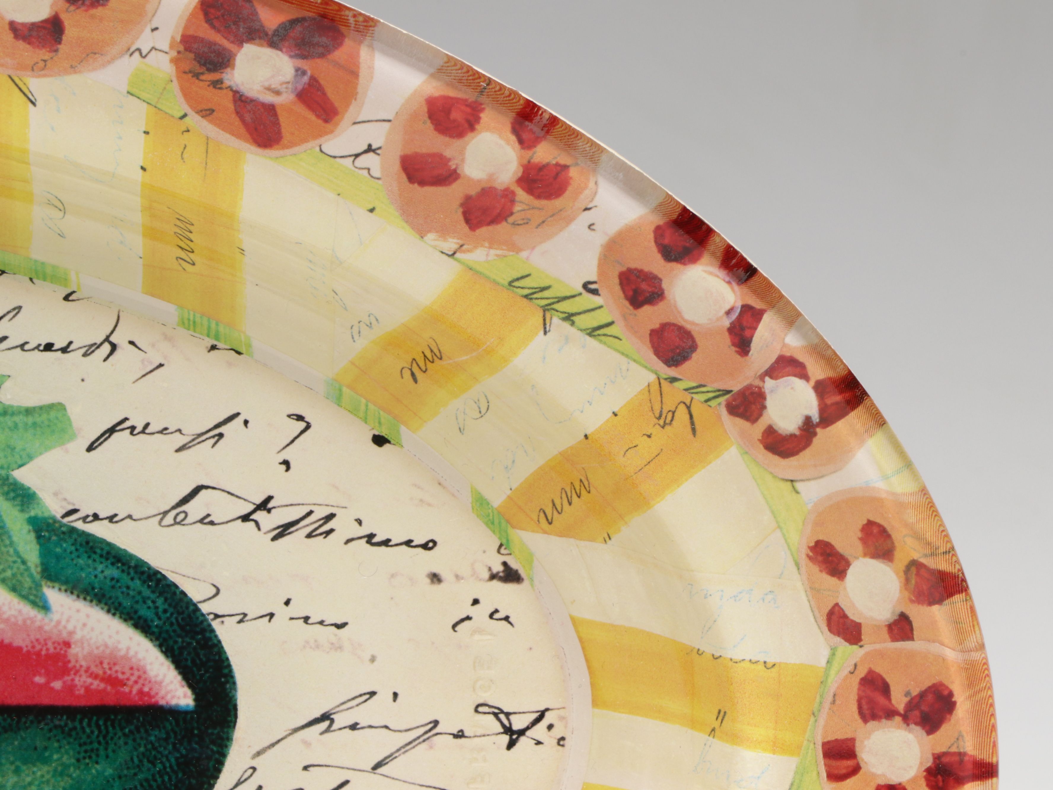 John Derian Octagonal Decoupage Glass Serving Platters