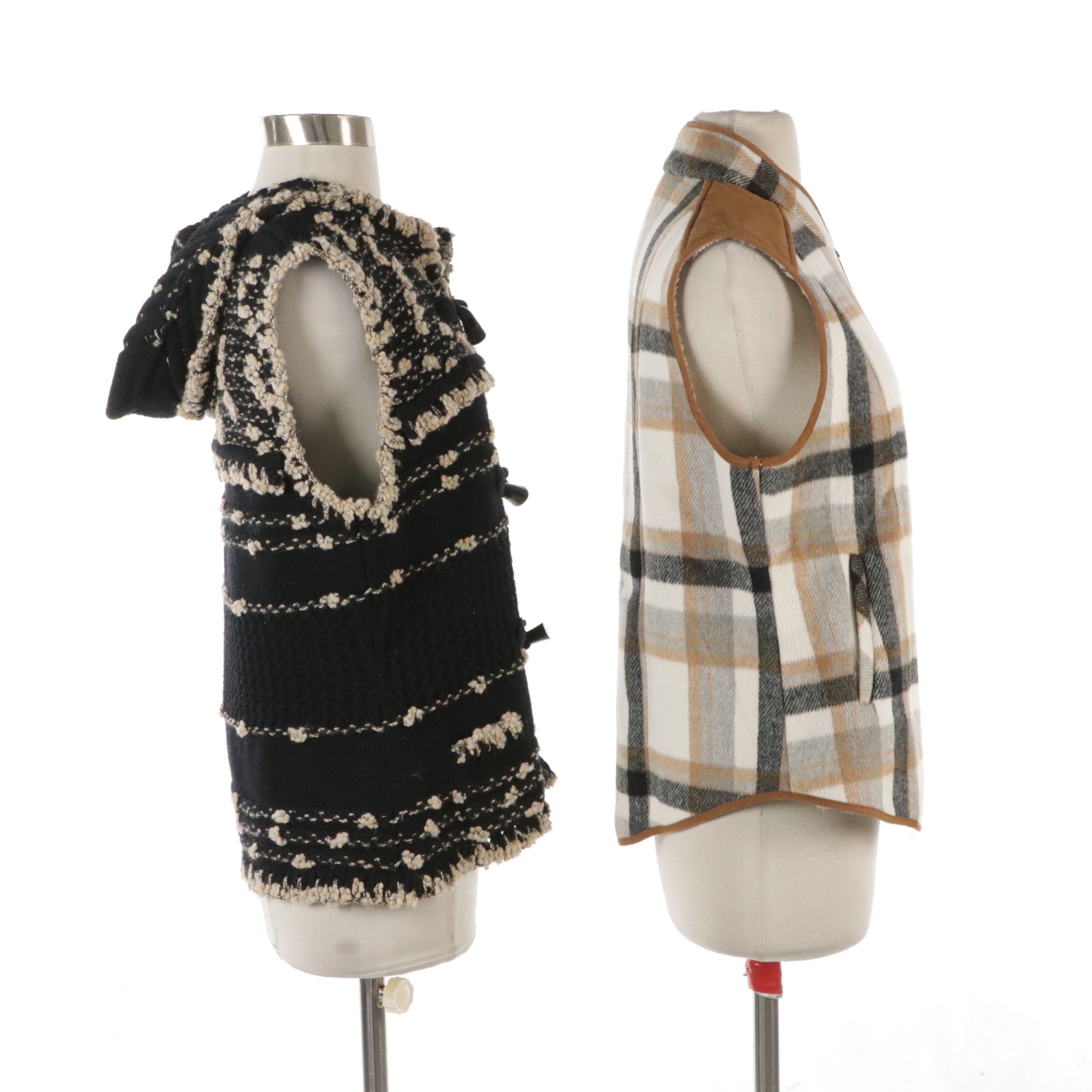 Carlisle Hooded Sweater Vest and Entro Plaid Zip Vest