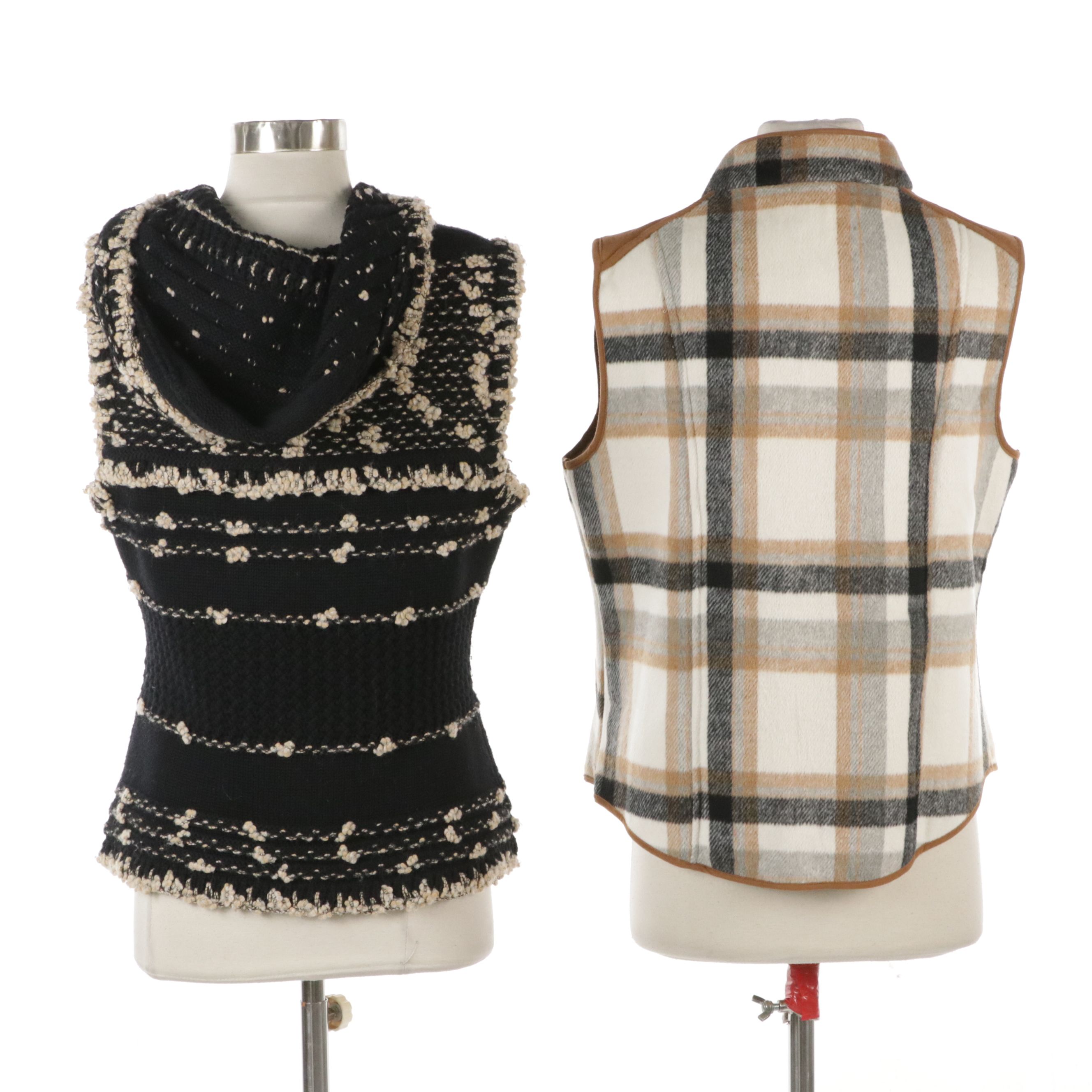 Carlisle Hooded Sweater Vest and Entro Plaid Zip Vest