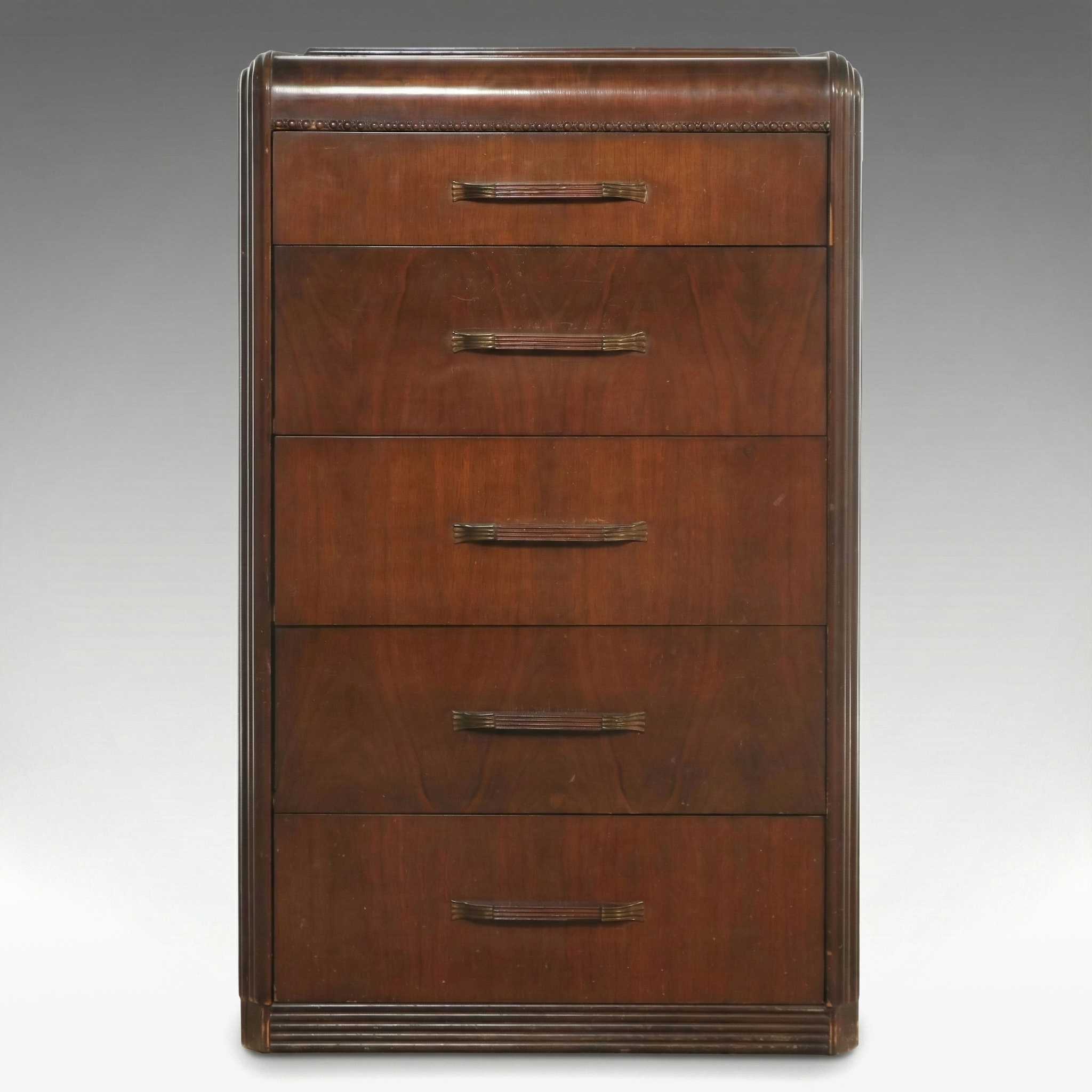 Art Deco Style Walnut Finish Chest of Drawers, Early 20th Century