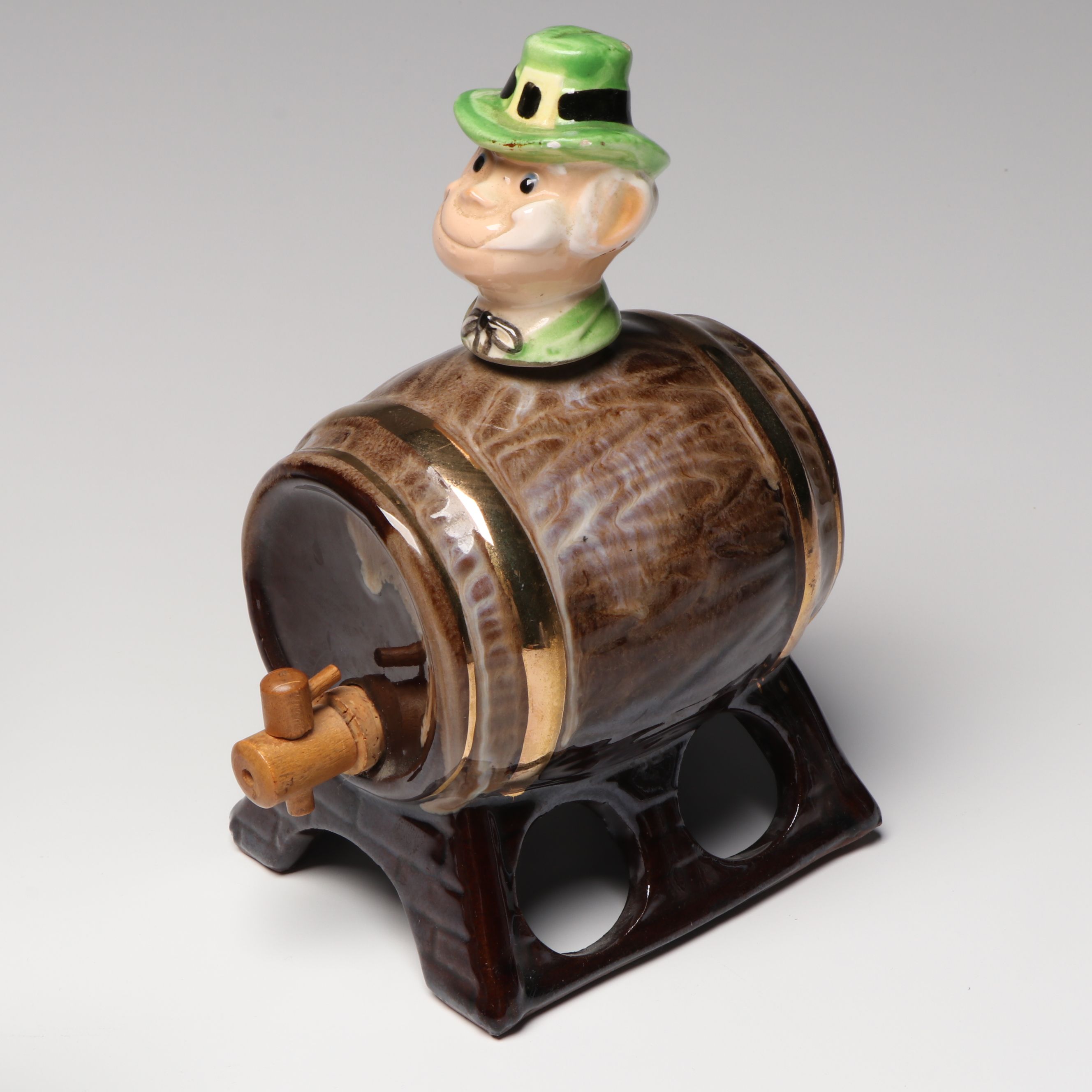 Irish Wooden Shillelagh with Ceramic Steins, Keg, More St. Patrick's Day Décor