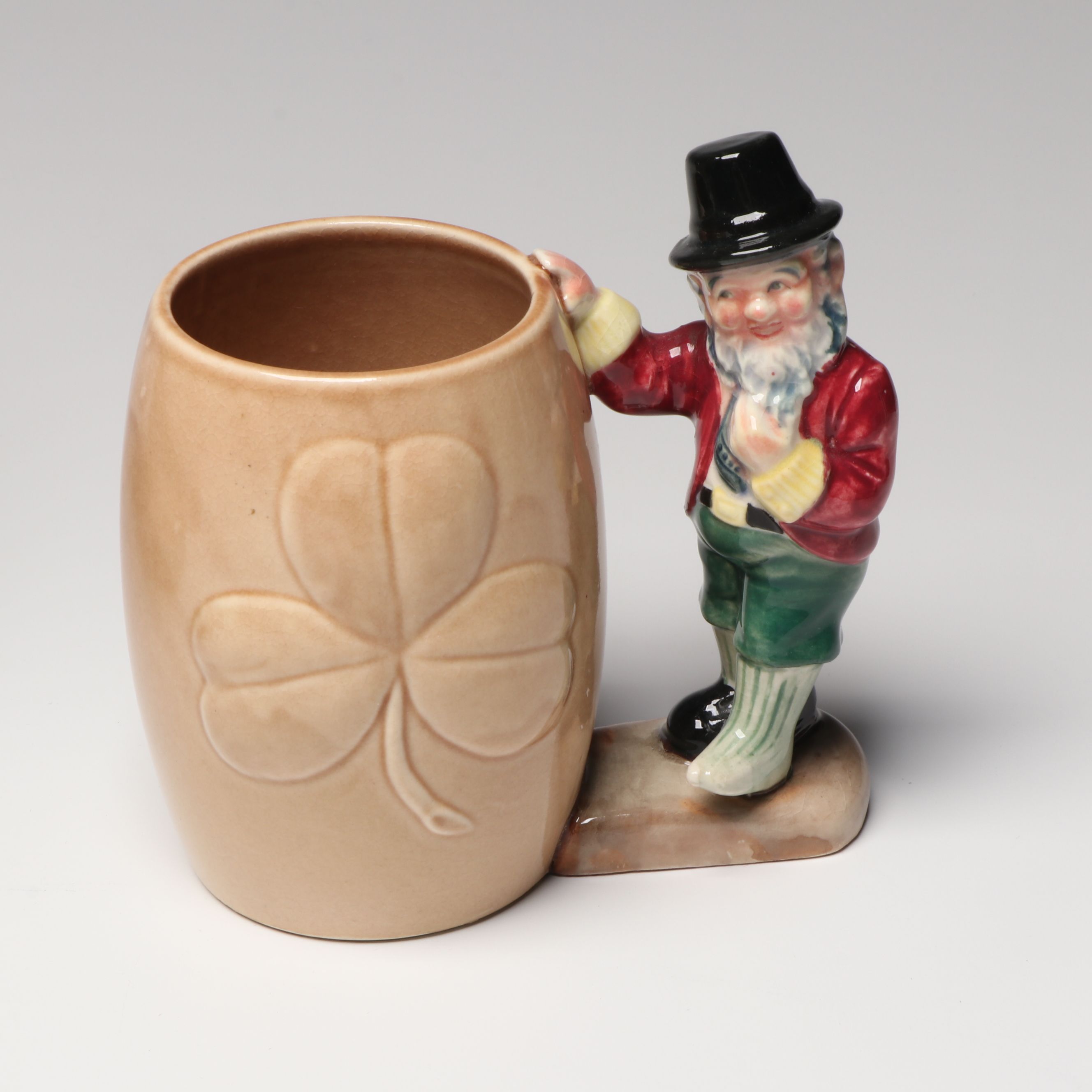 Irish Wooden Shillelagh with Ceramic Steins, Keg, More St. Patrick's Day Décor