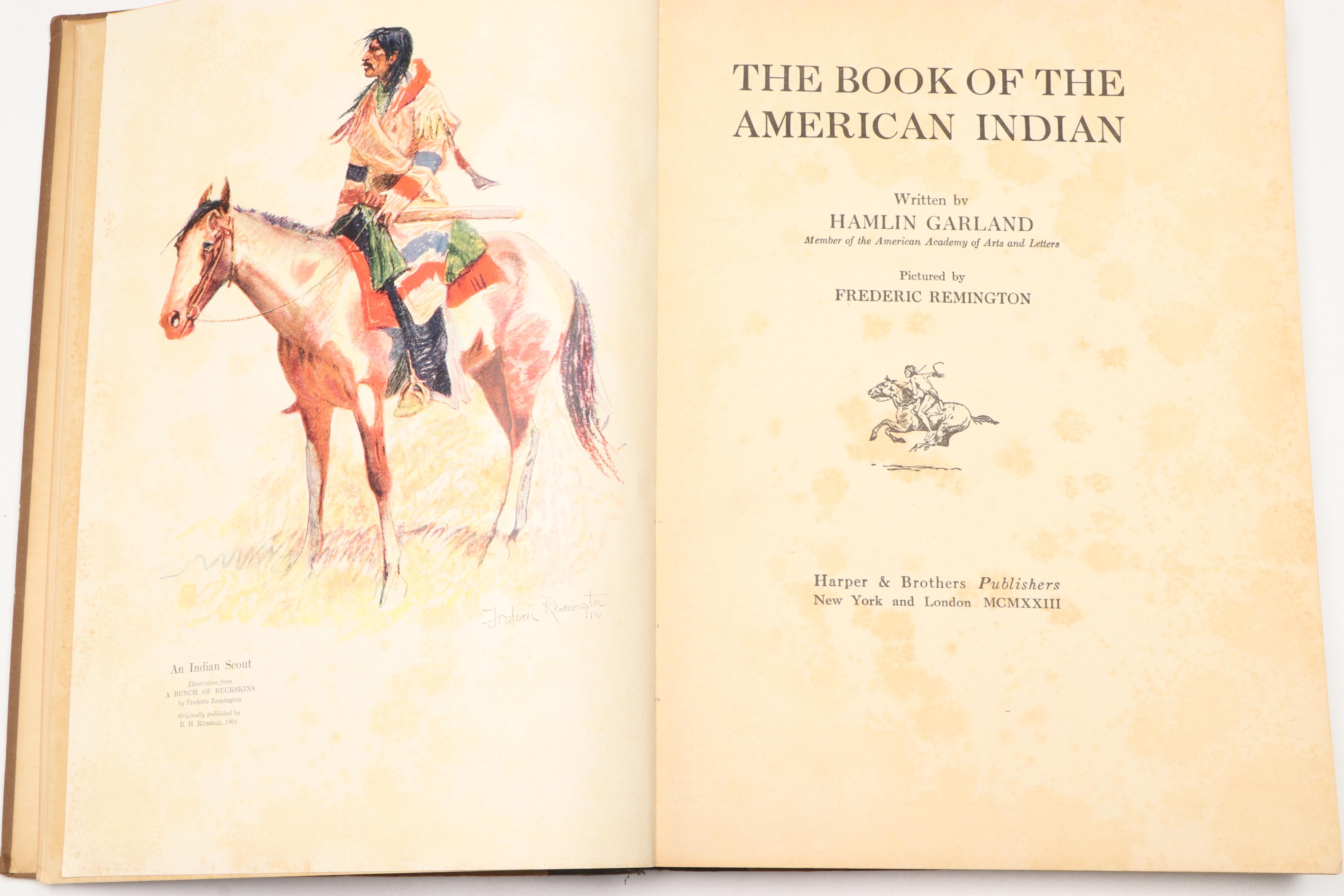 First Edition "The Book of the American Indian" by Hamlin Garland, 1923