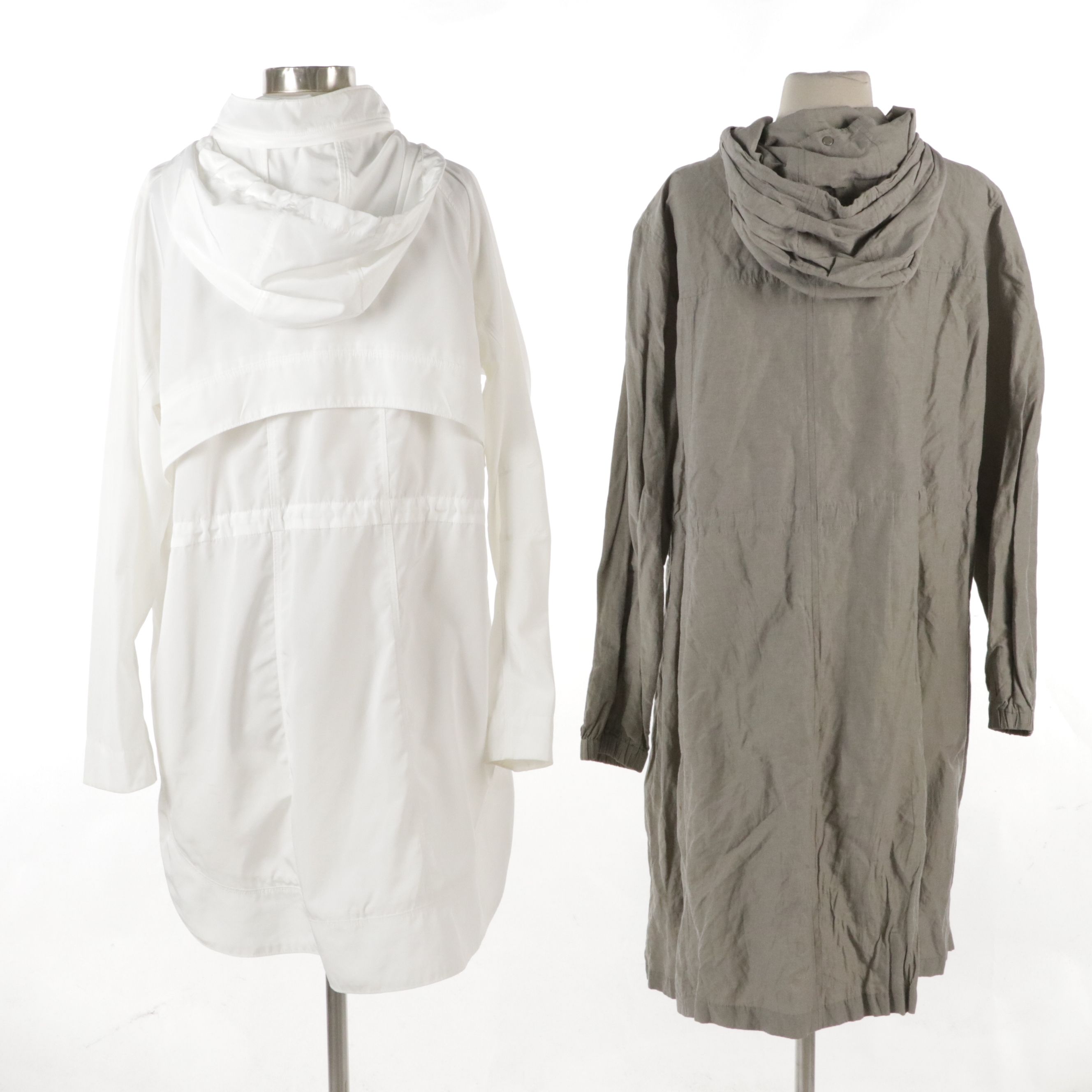 Lightweight Athleta Hooded Windbreaker and Eileen Fisher Hooded Zip Coat