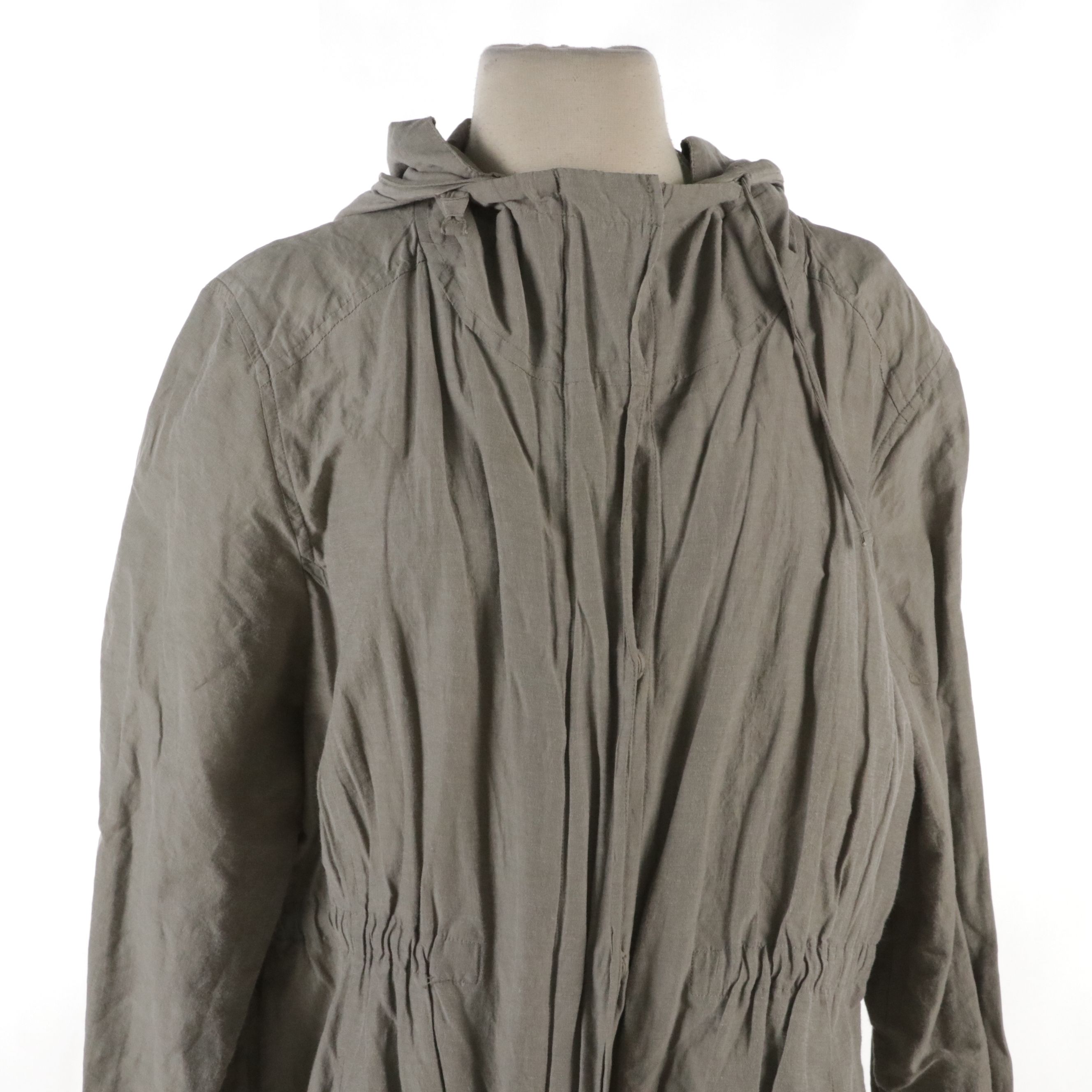 Lightweight Athleta Hooded Windbreaker and Eileen Fisher Hooded Zip Coat