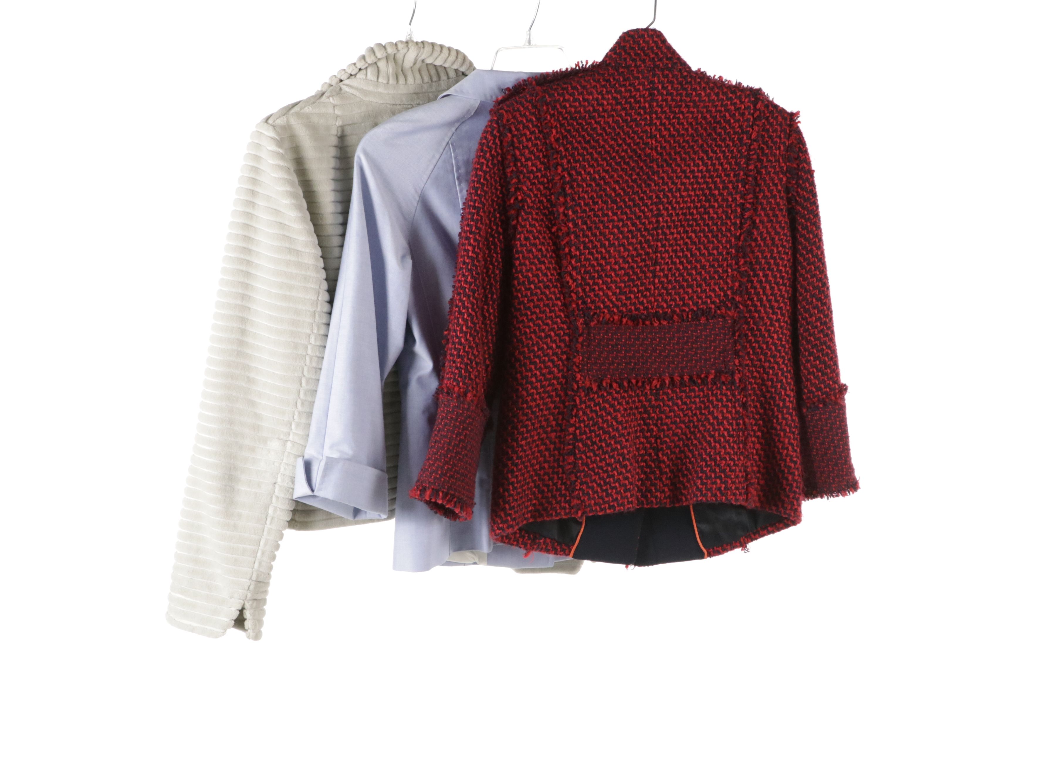 Brooks Brothers Blazer, Akris punto Ribbed Jacket, and Tory Burch Tweed Jacket