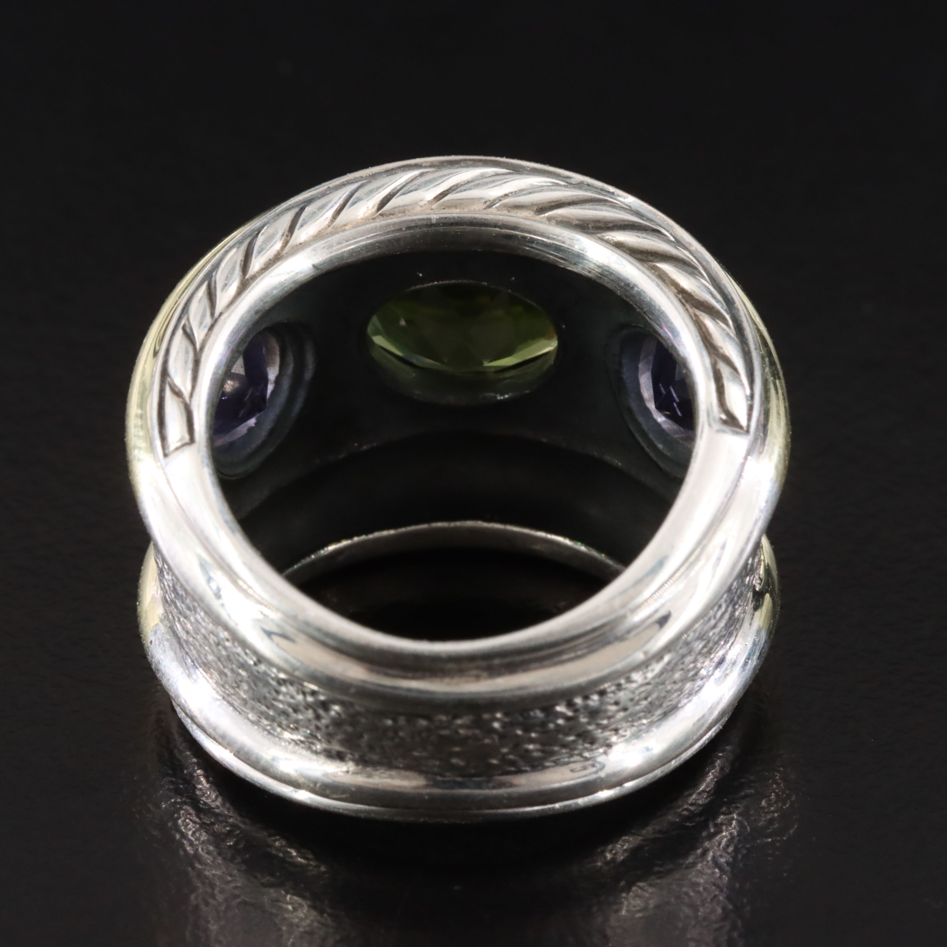 David Yurman Renaissance Sterling Peridot and Iolite Ring with 14K Accents