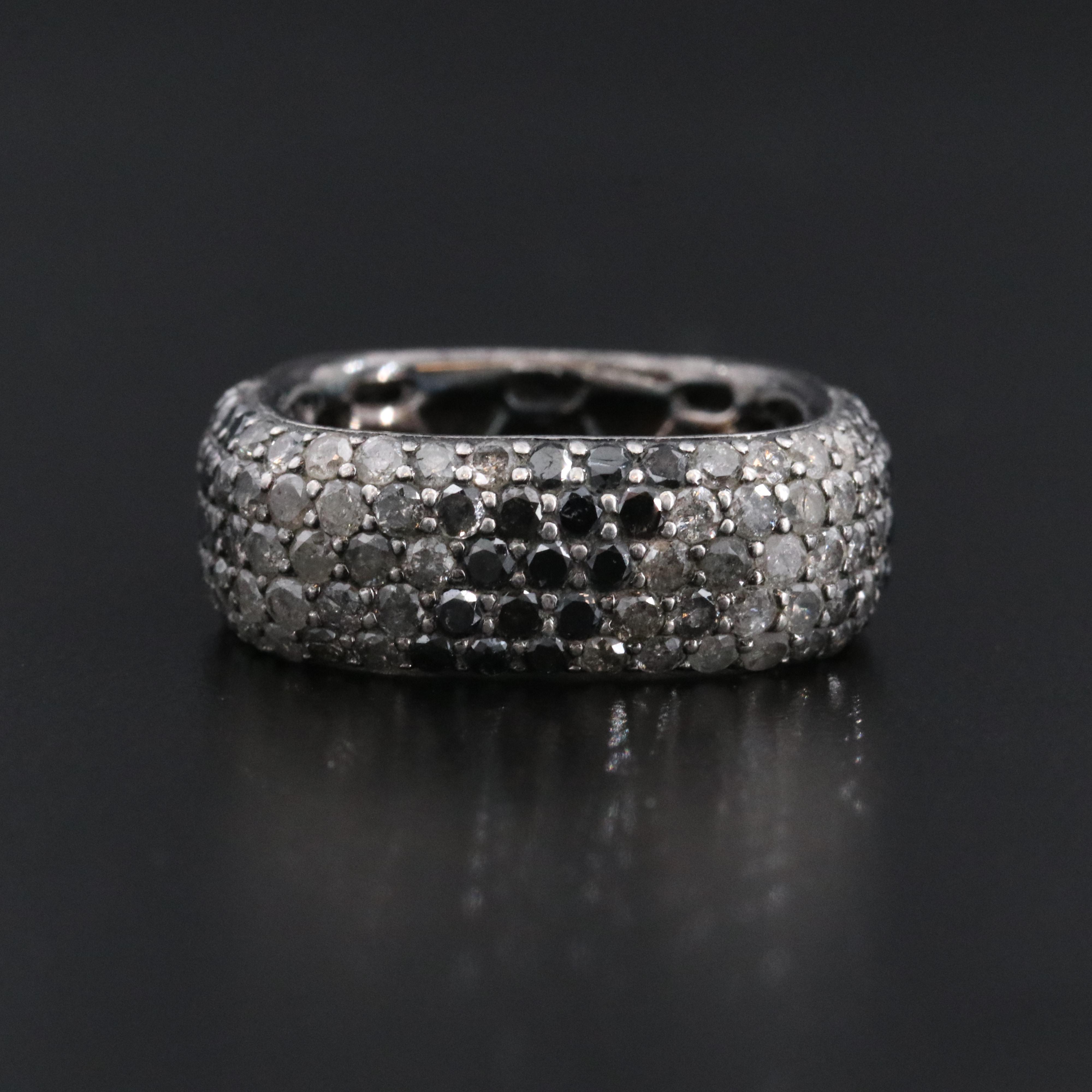 EFFY Sterling 3.00 CTW Diamond Square Ring with Fancy Black Diamonds