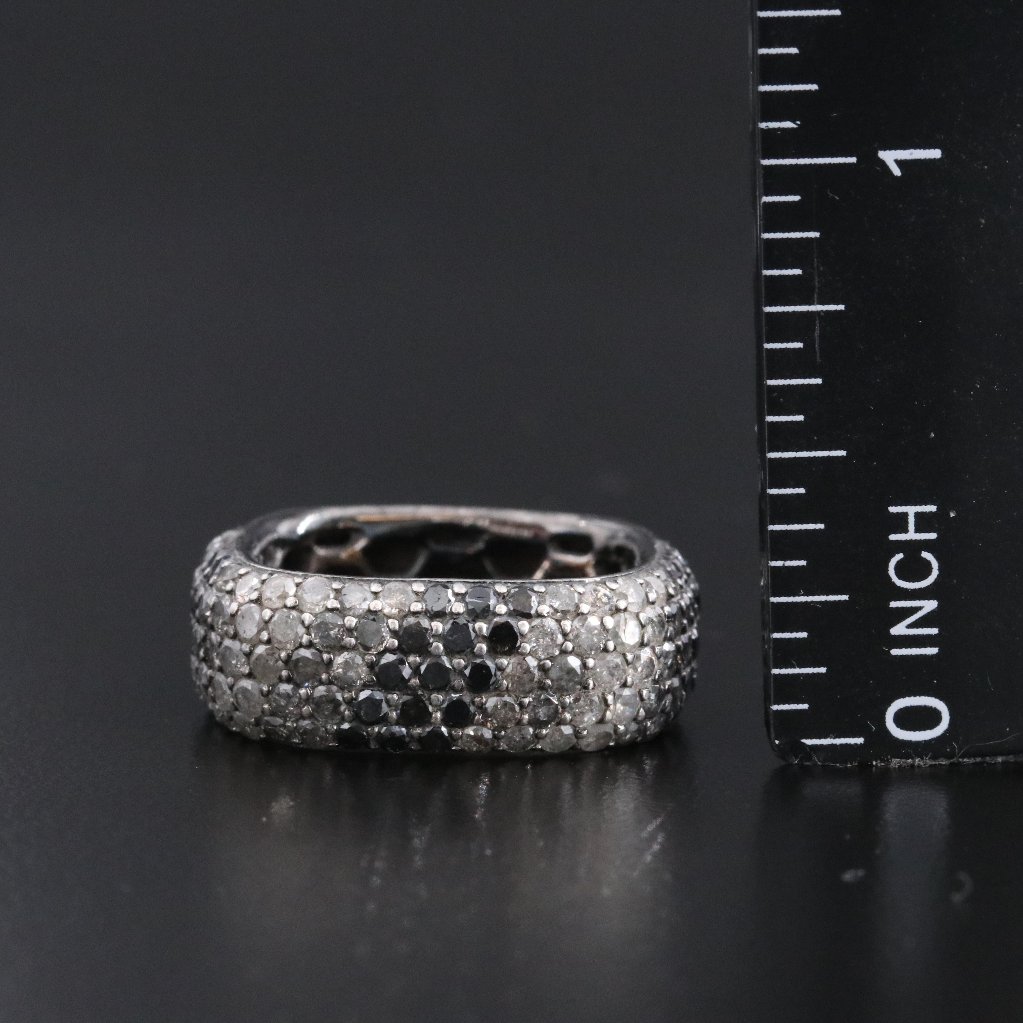 EFFY Sterling 3.00 CTW Diamond Square Ring with Fancy Black Diamonds