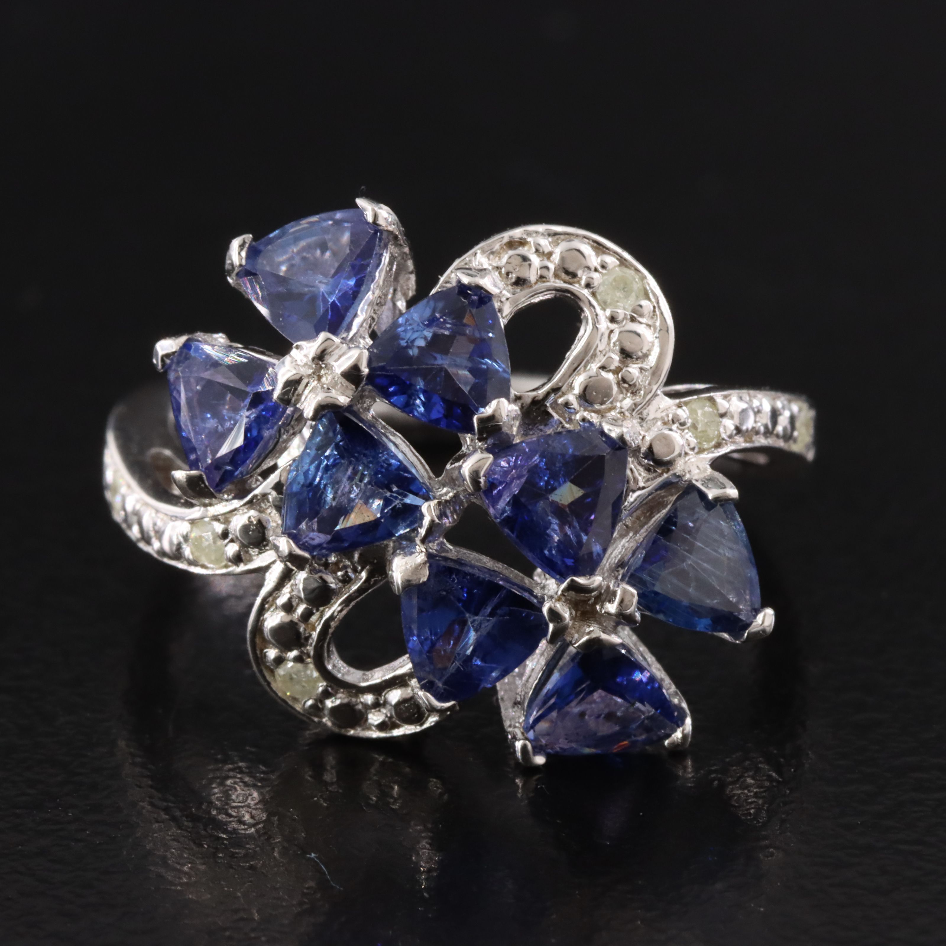 Oscar Friedman Sterling Tanzanite and Diamond Ring