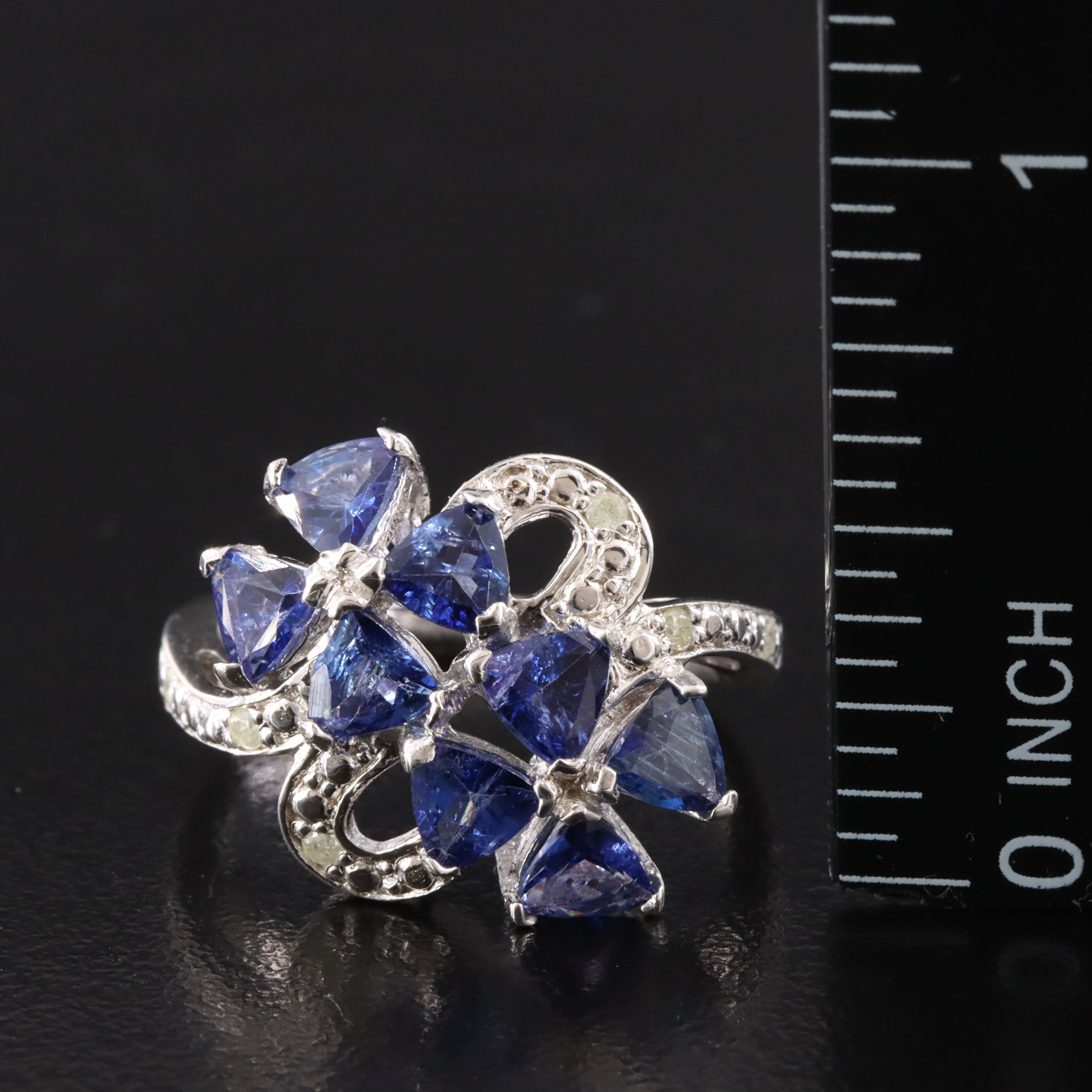 Oscar Friedman Sterling Tanzanite and Diamond Ring