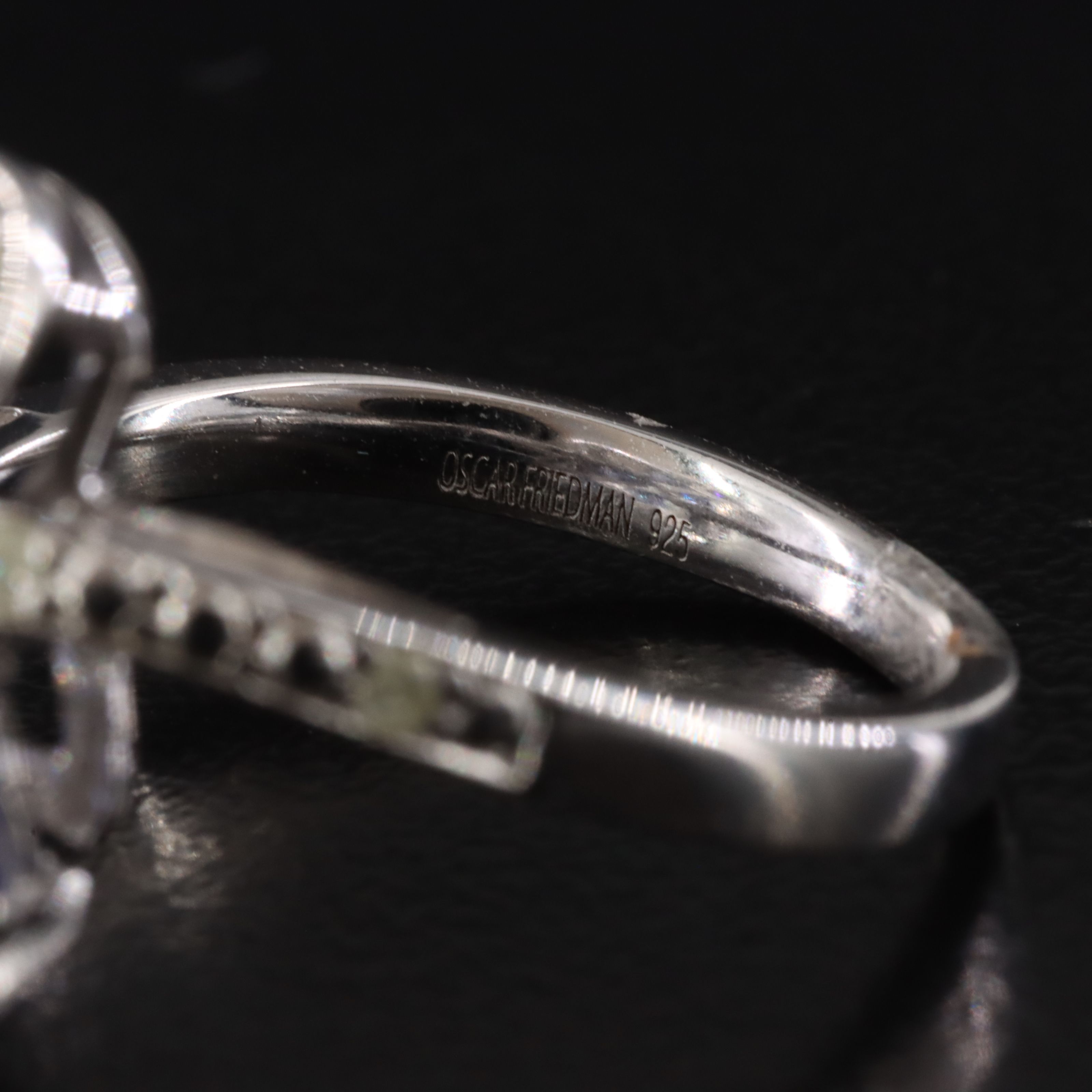 Oscar Friedman Sterling Tanzanite and Diamond Ring