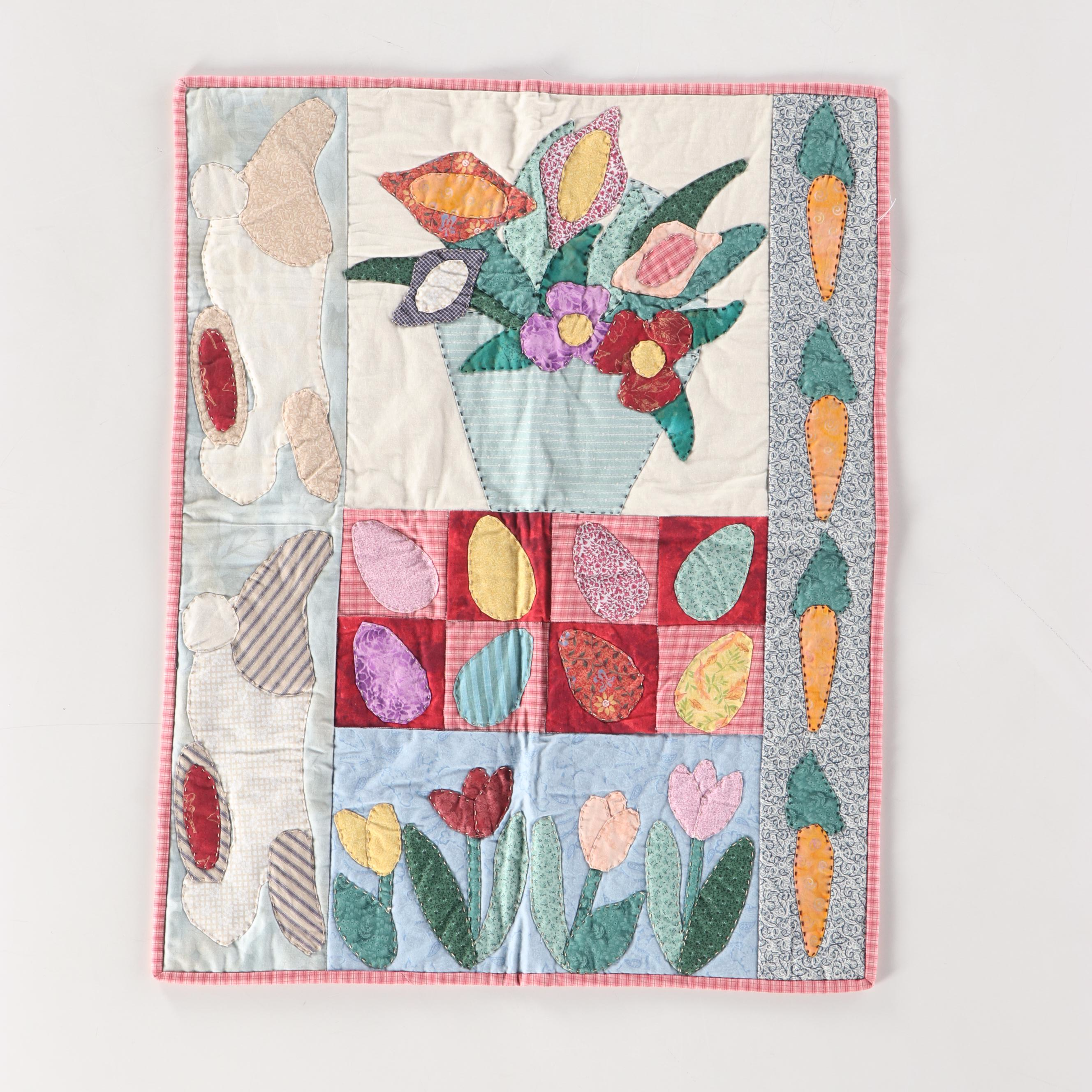 Handcrafted Christmas Quilted Wall Panel with Other Seasonal Textiles