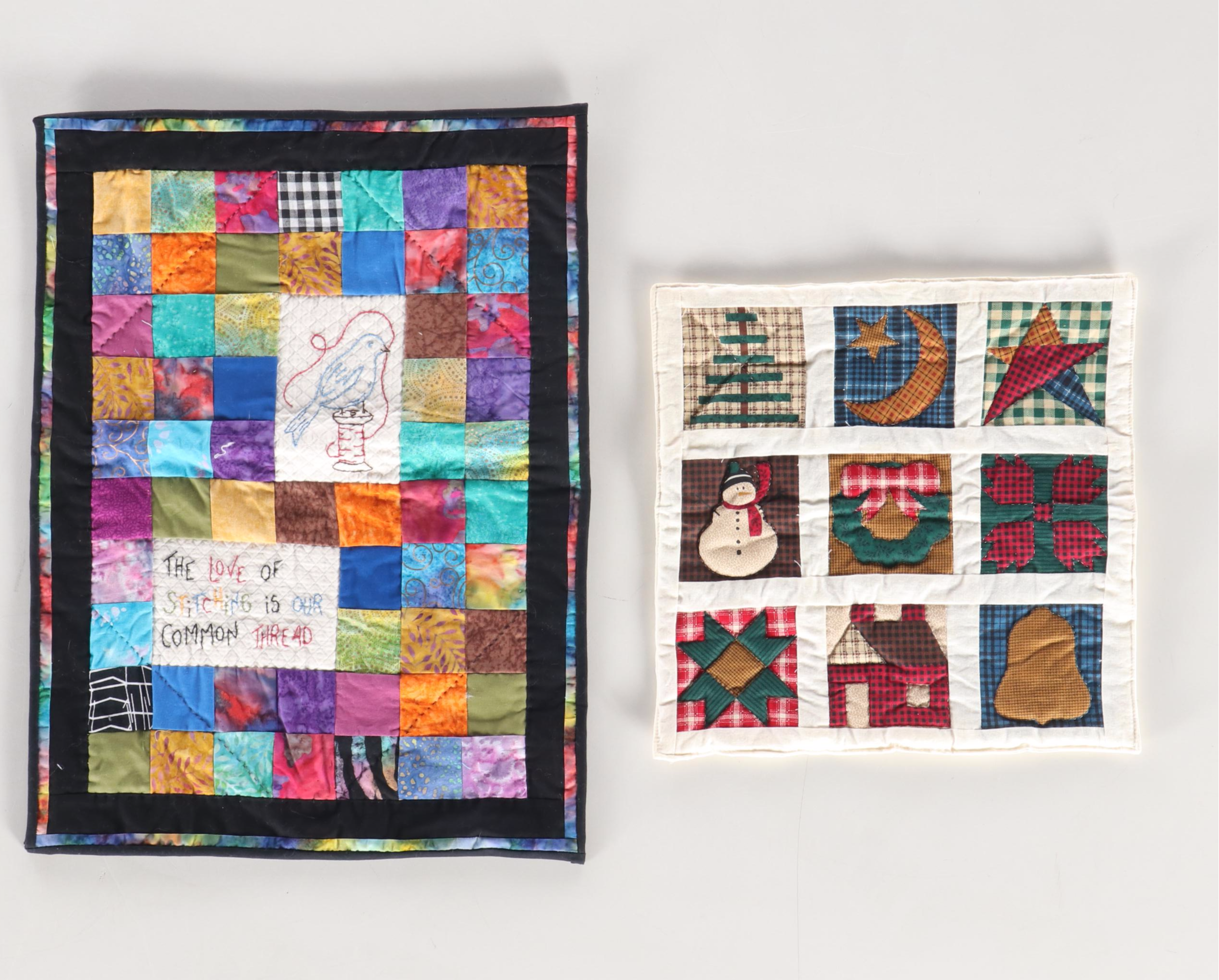Handcrafted Christmas Quilted Wall Panel with Other Seasonal Textiles