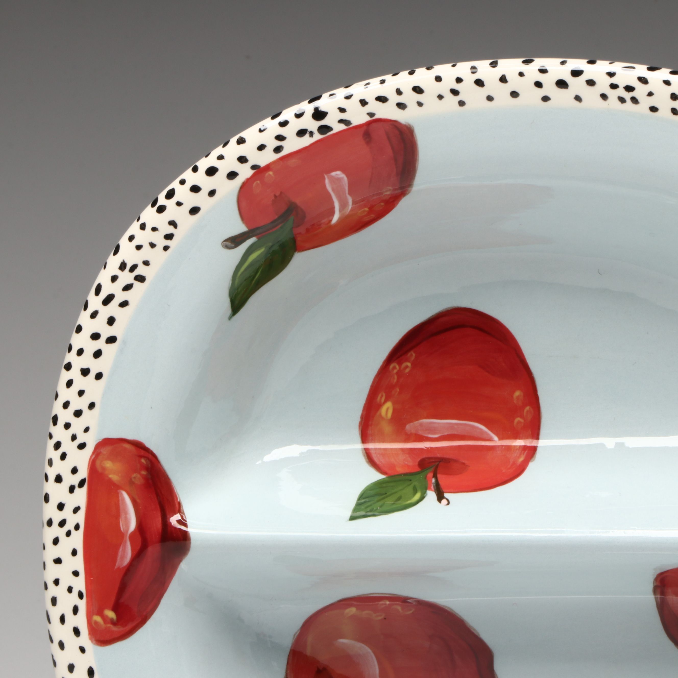 Droll Designs Hand-Painted Fruit Motif Serving Bowls