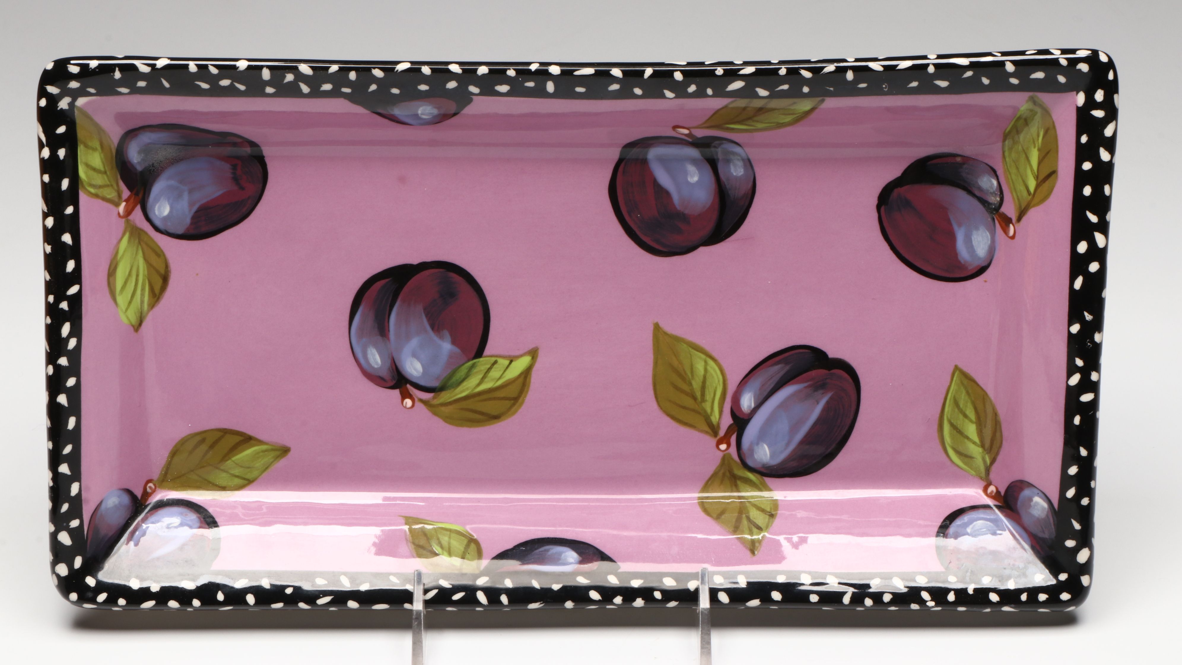 Droll Designs Hand-Painted Fruit Motif Serving Bowls