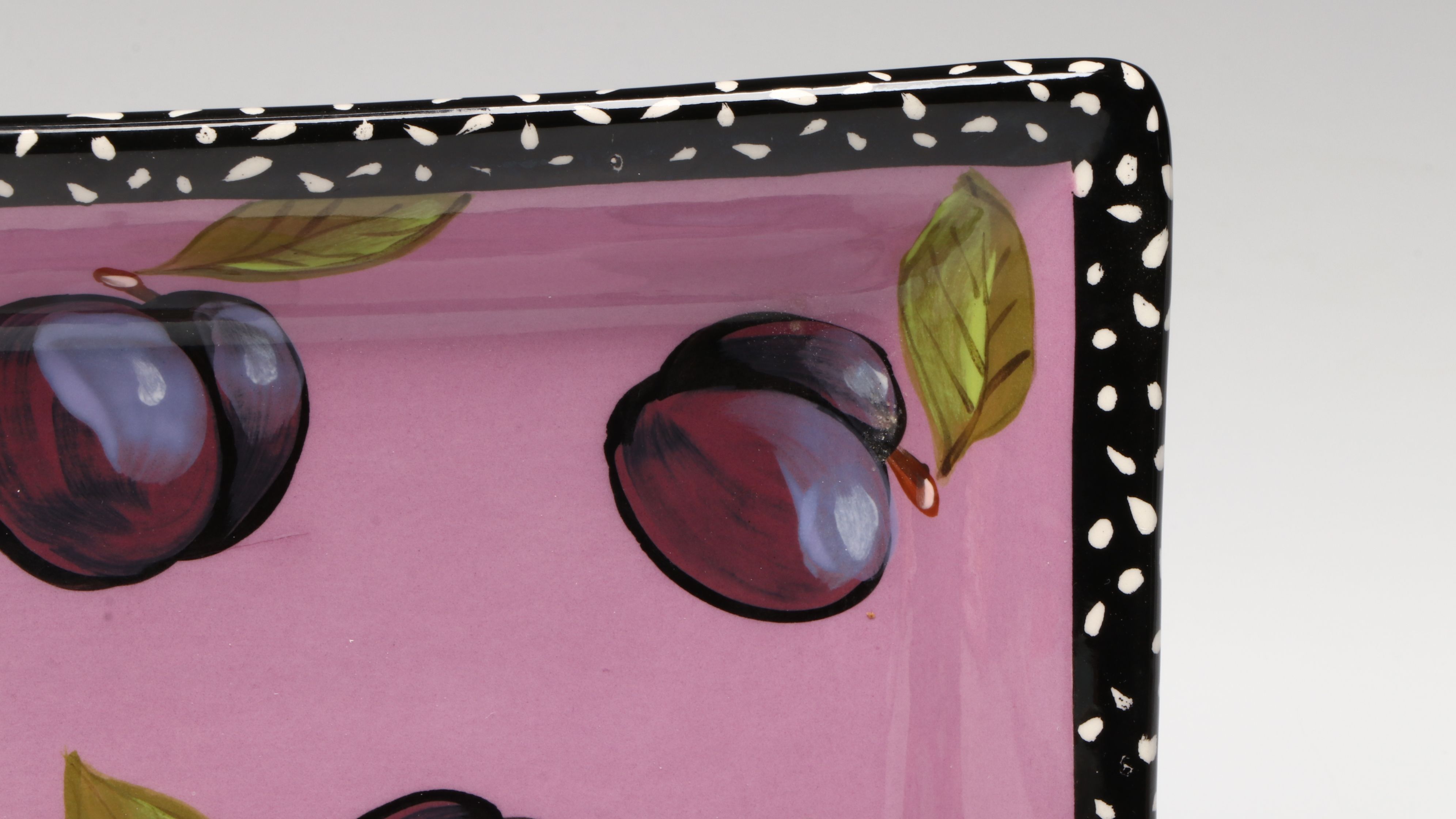 Droll Designs Hand-Painted Fruit Motif Serving Bowls