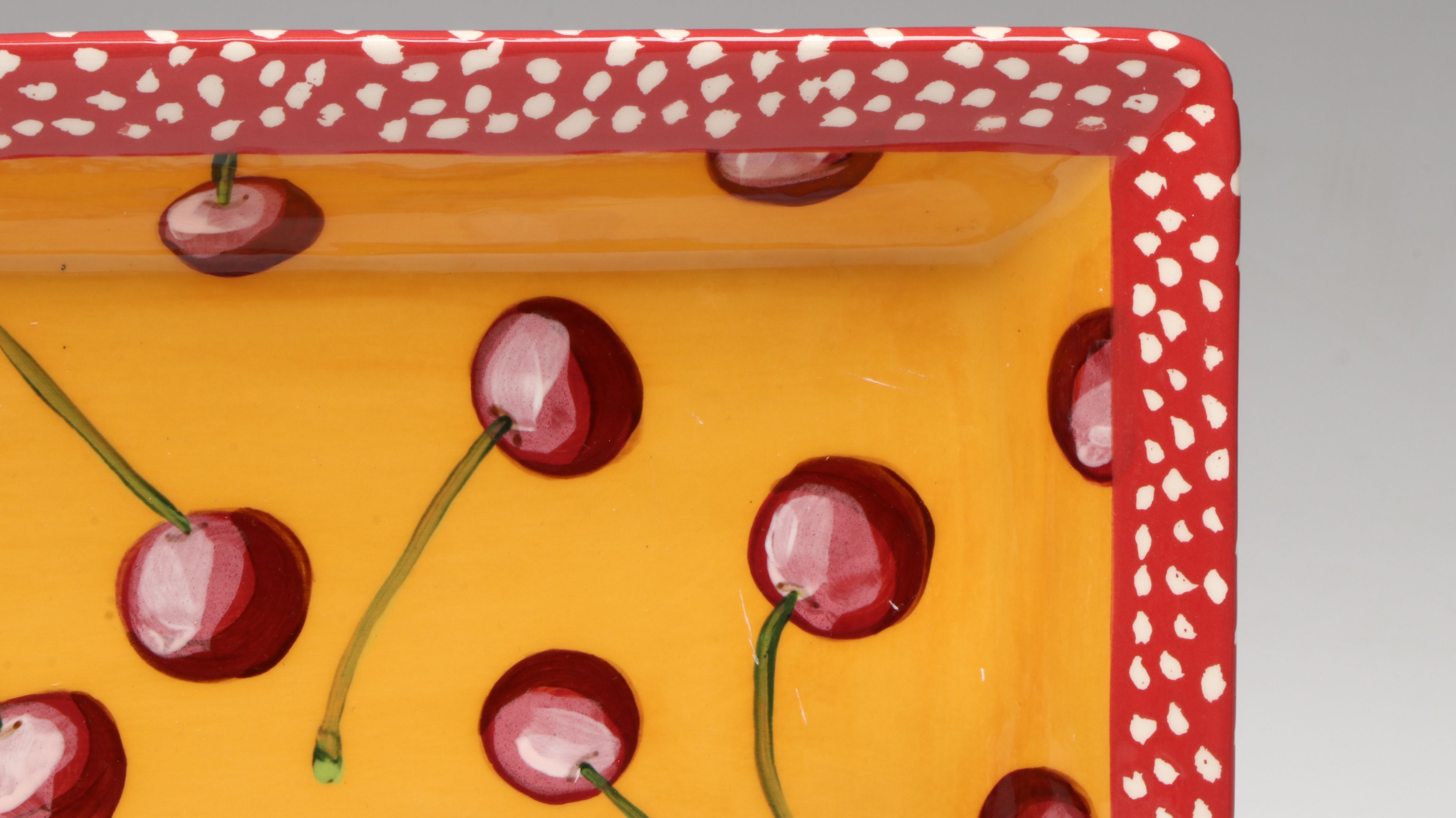 Droll Designs Hand-Painted Fruit Motif Serving Bowls