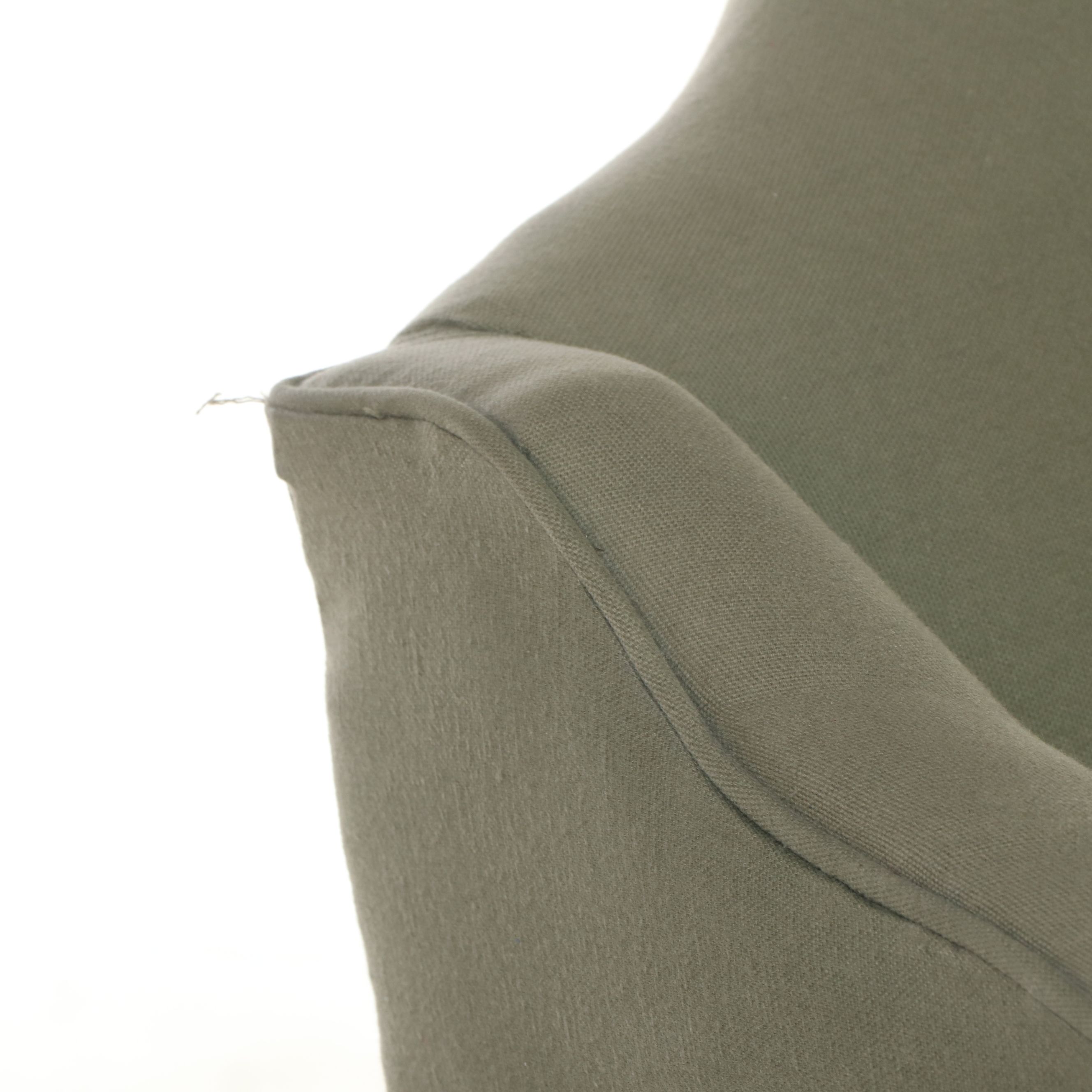 Pair of Queen Anne Style Green Fabric Upholstered Wingback Armchairs