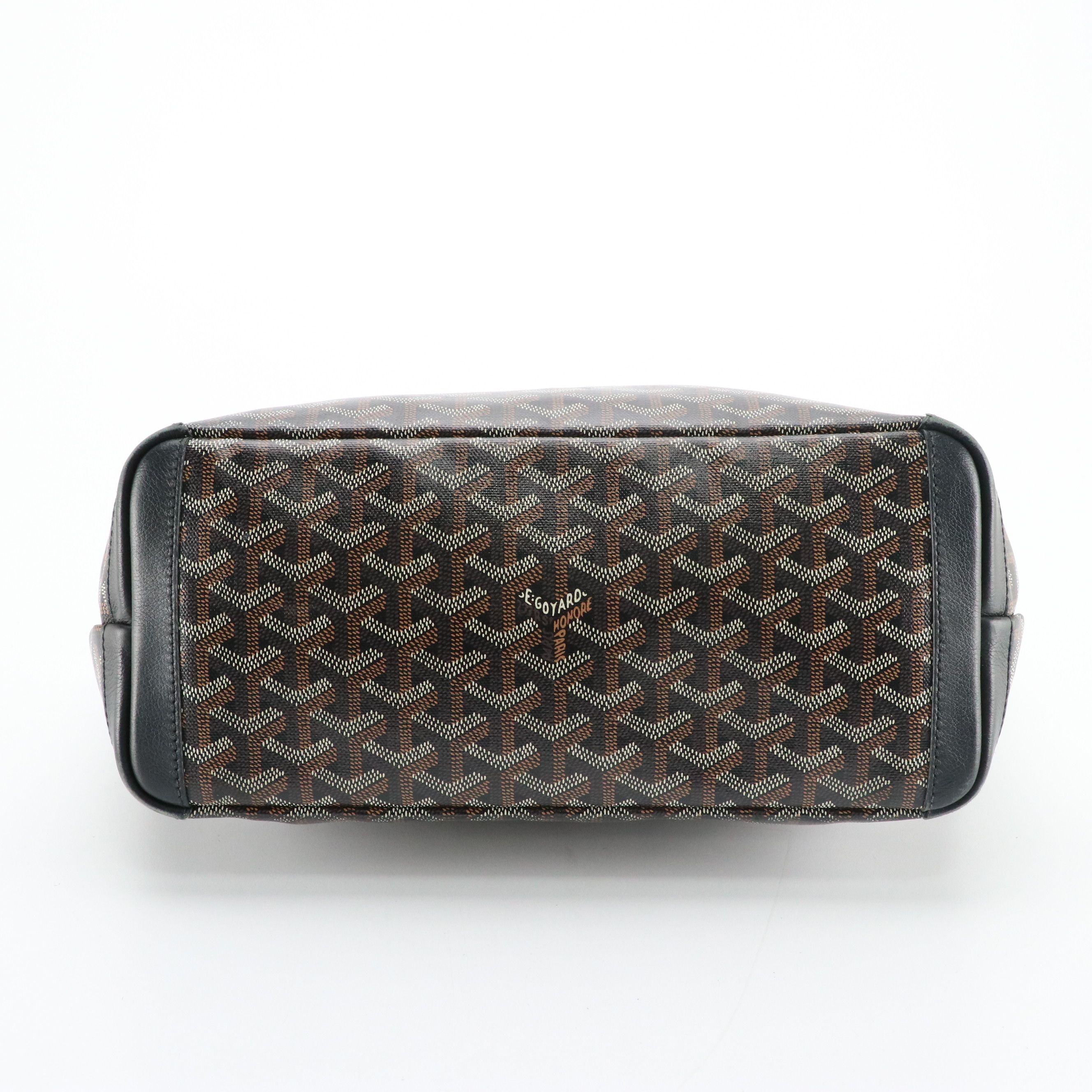 Goyard Saint Louis PM Tote in Black Goyardine Coated Canvas and Leather