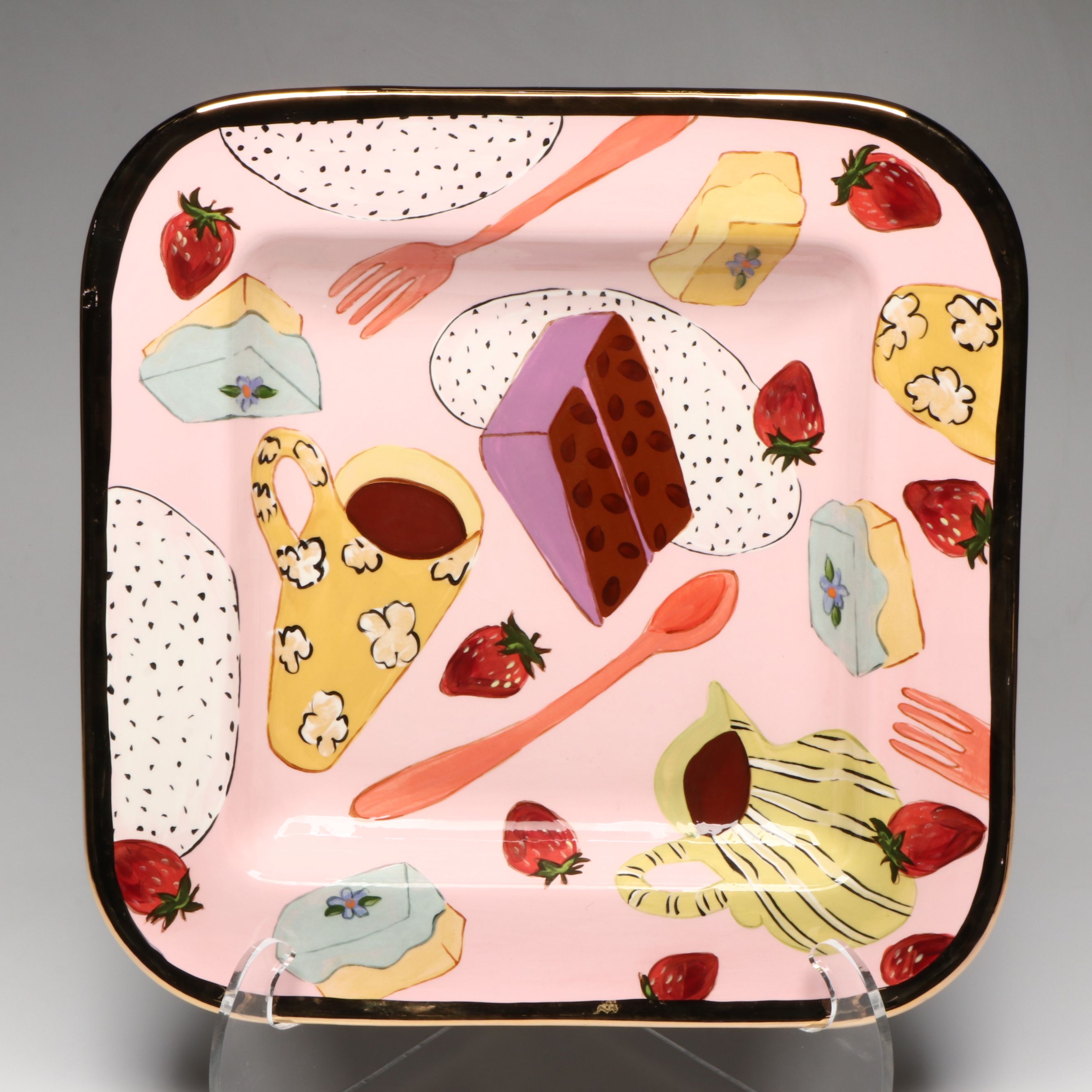 Droll Designs Hand-Painted Cake Platters