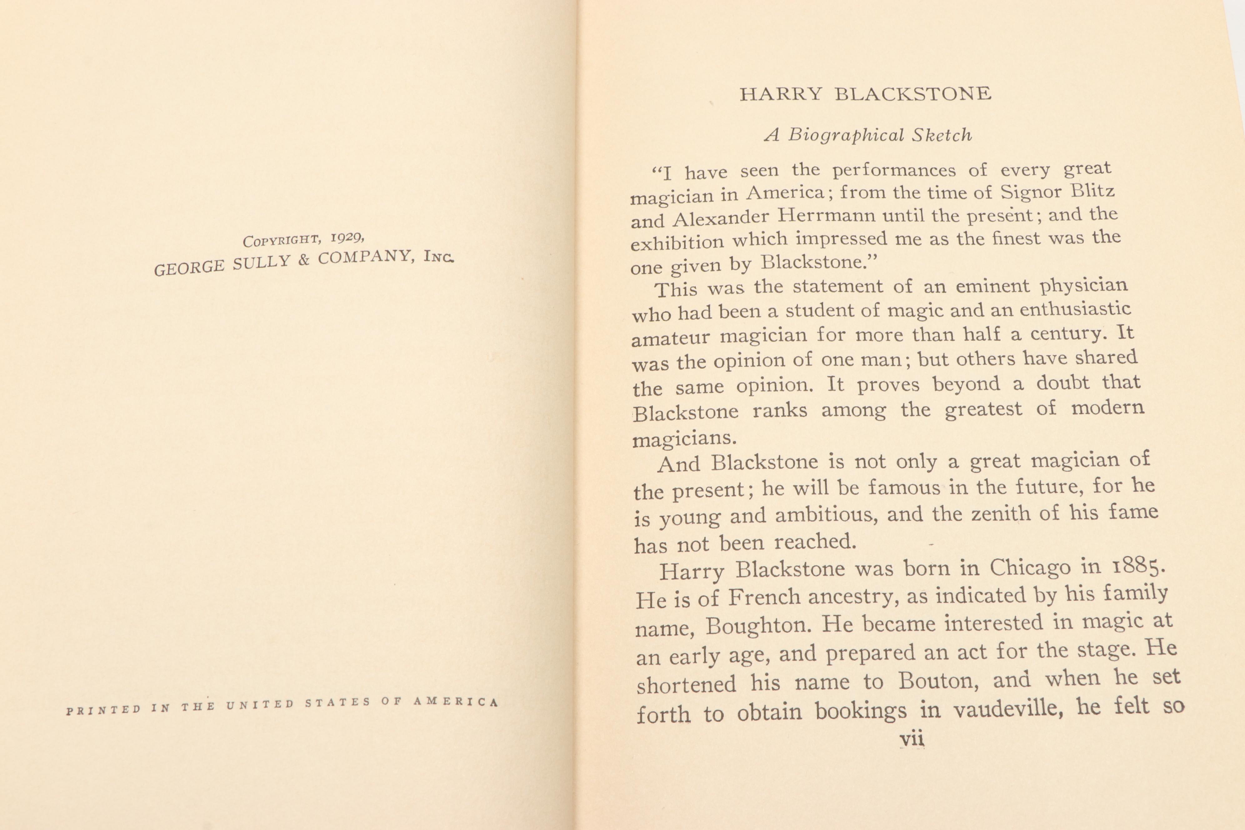 "Blackstone's Secrets of Magic" by Harry Blackstone, 1929
