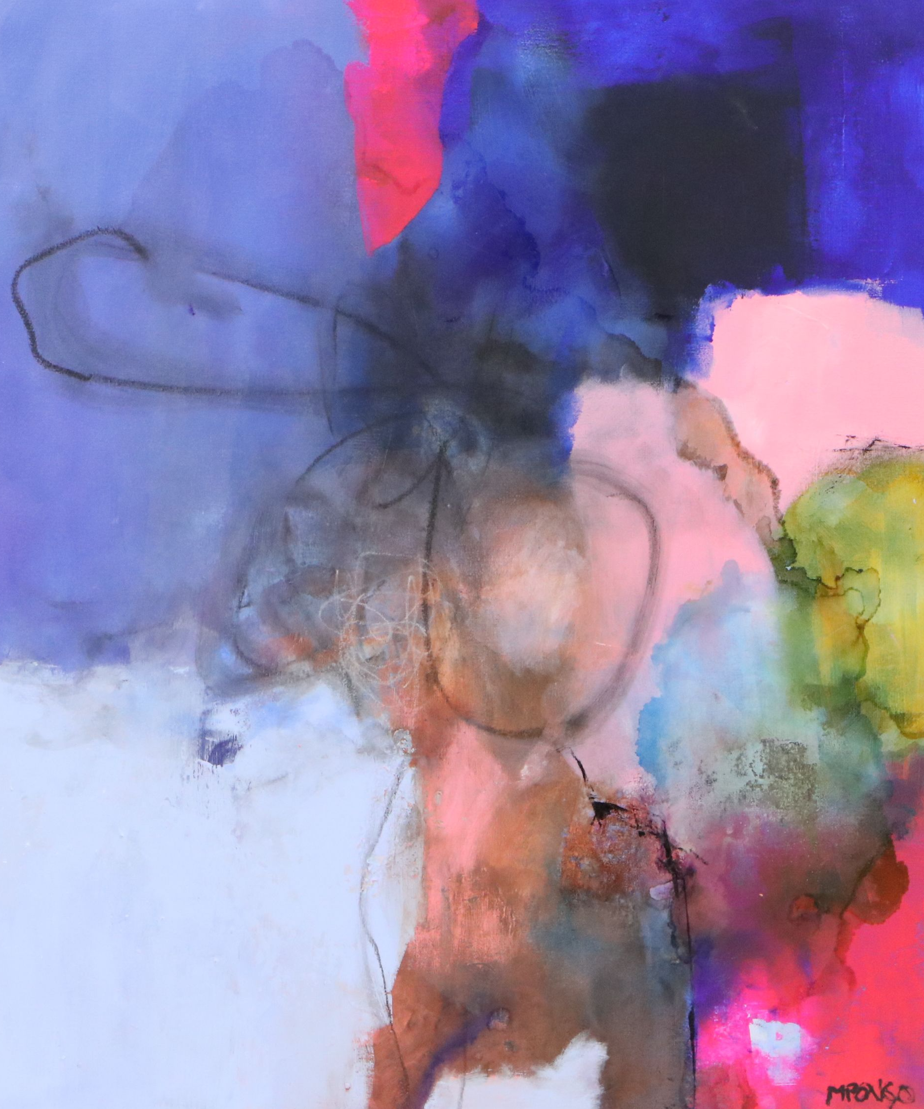 Milagros Pongo Abstract Mixed Media Painting, 21st Century
