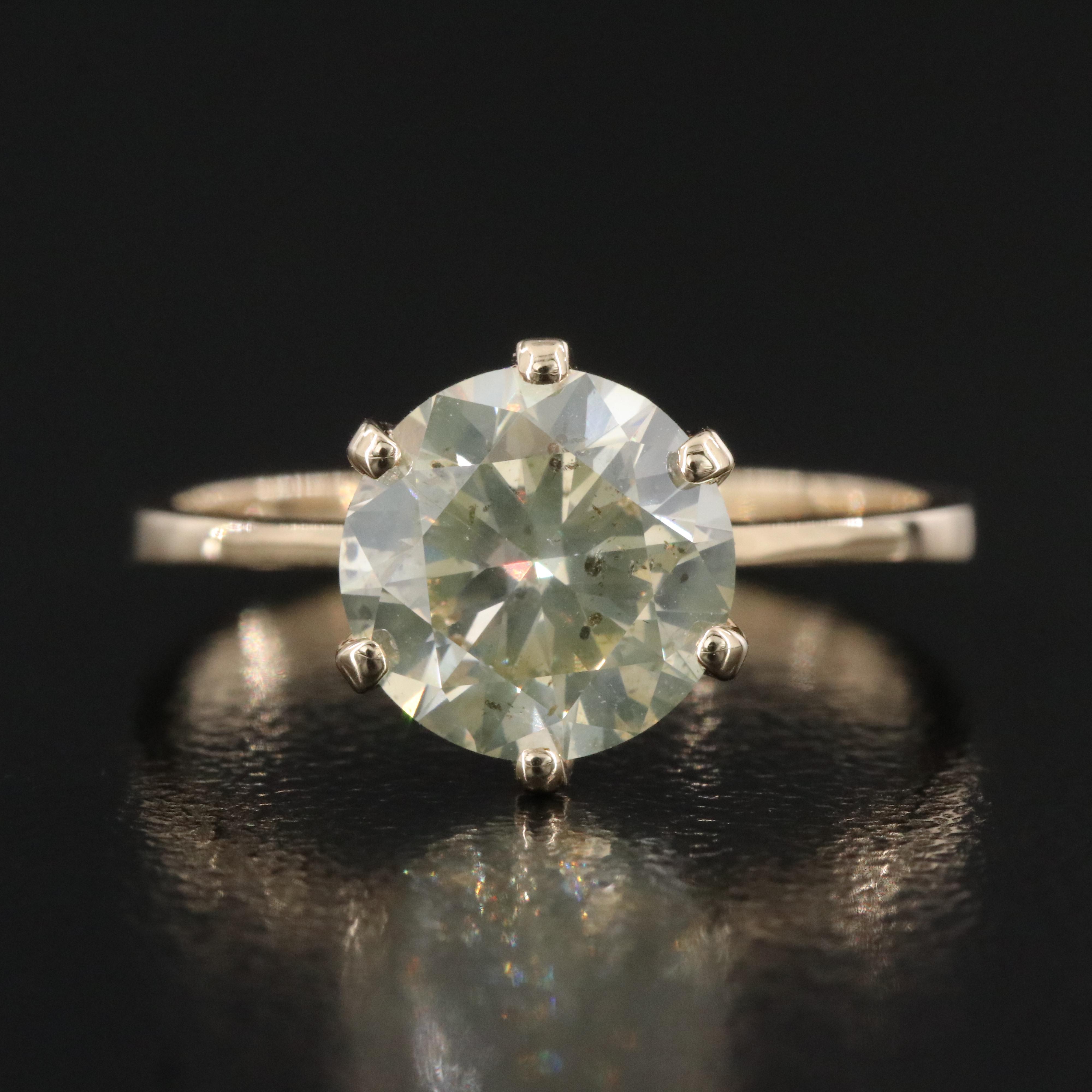 14K 2.03 CT Fancy Diamond Solitaire Ring with IGI Report