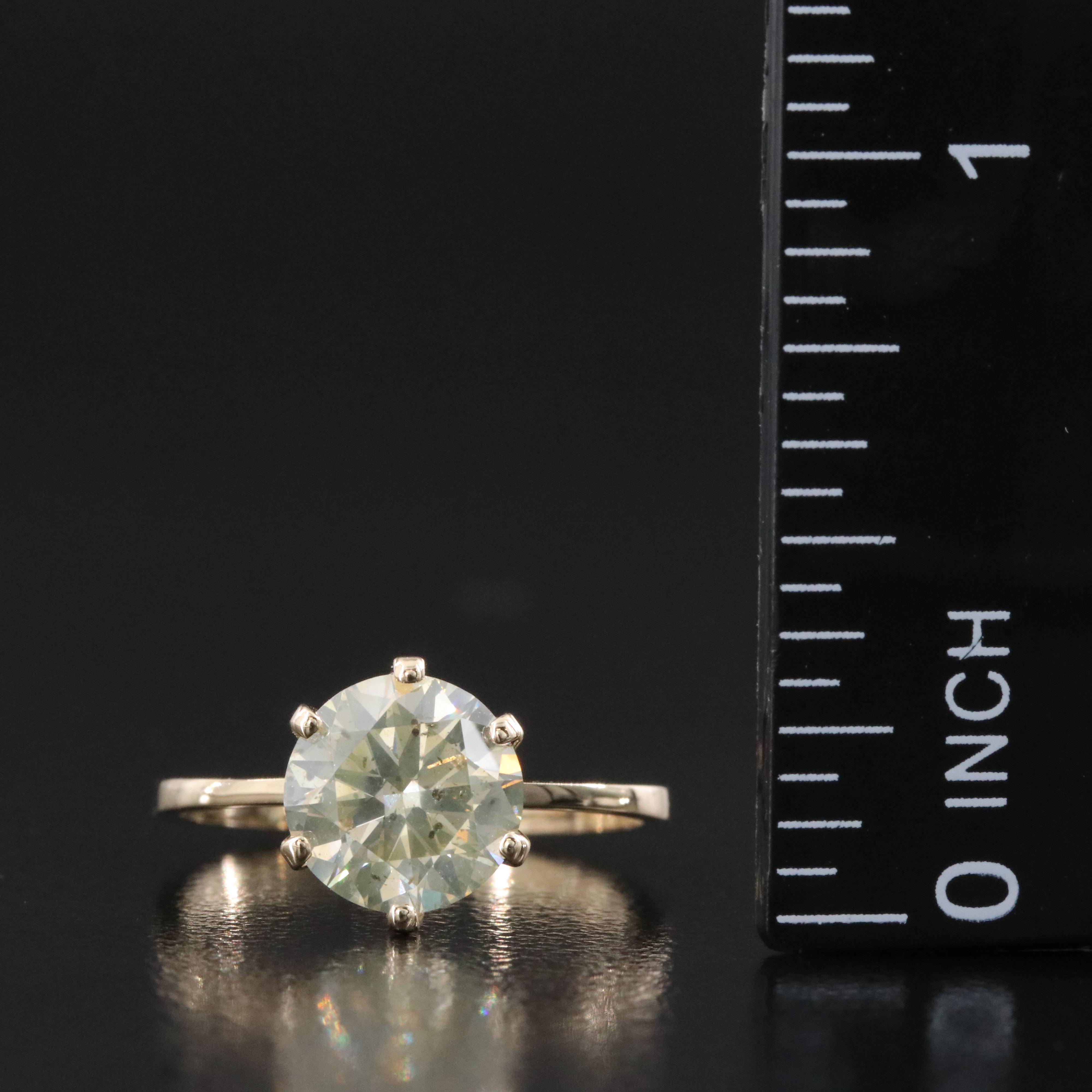 14K 2.03 CT Fancy Diamond Solitaire Ring with IGI Report