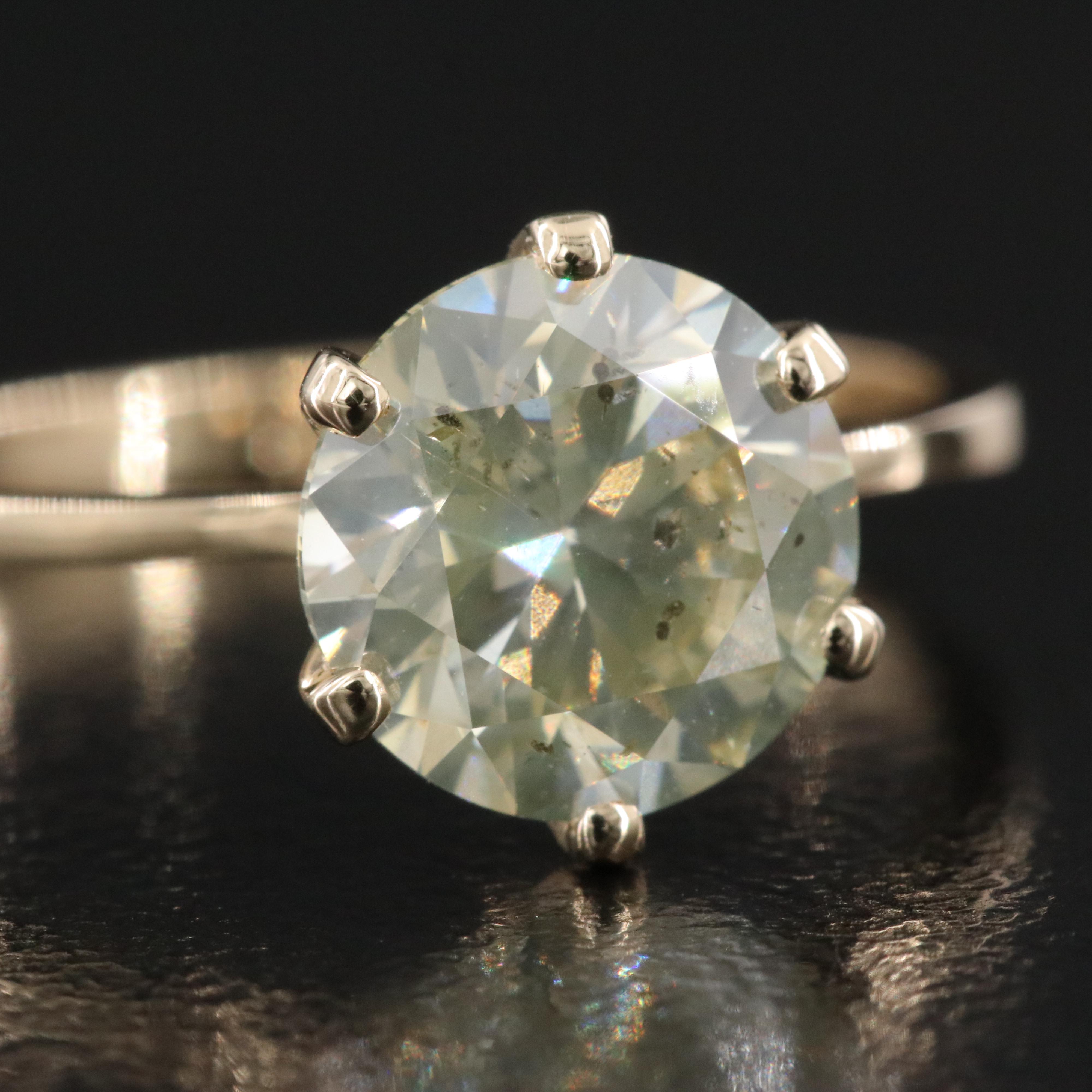 14K 2.03 CT Fancy Diamond Solitaire Ring with IGI Report