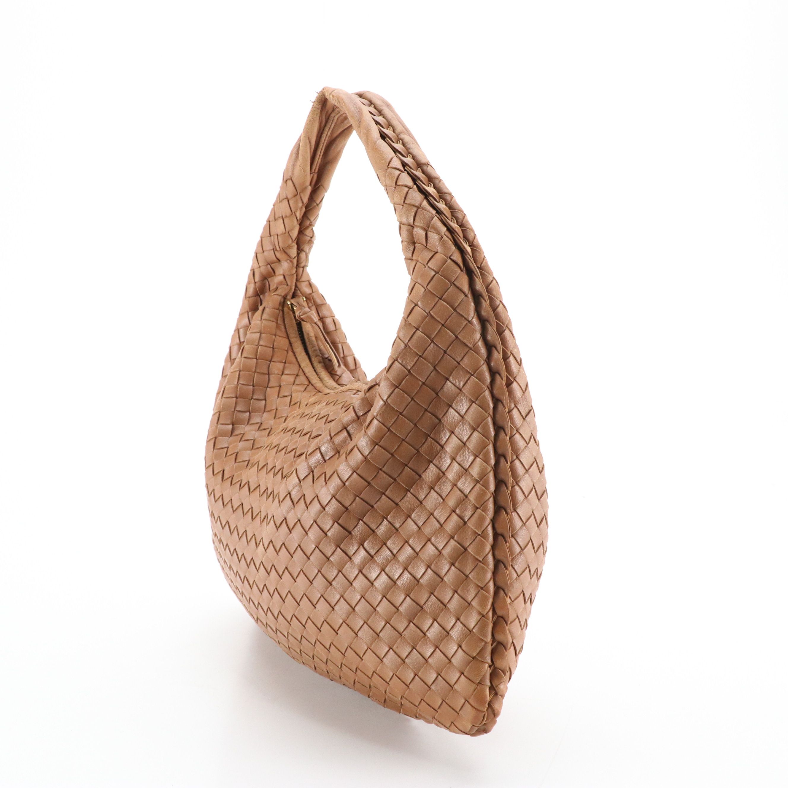 Bottega Veneta Medium Hobo Shoulder Bag in Brown Intrecciato Nappa Leather