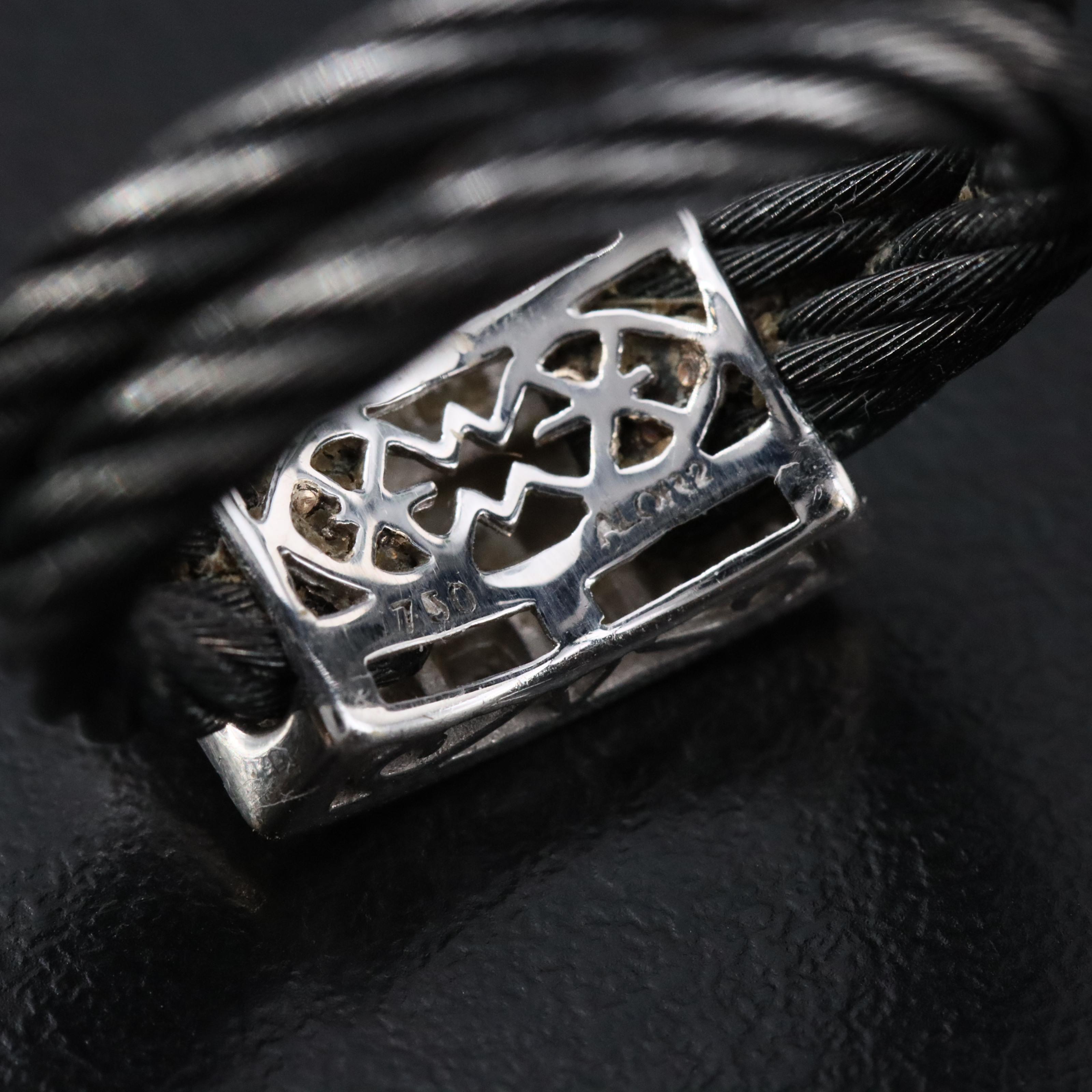 ALOR 18K Station with Stainless Steel 0.54 CTW Diamond Cable Ring