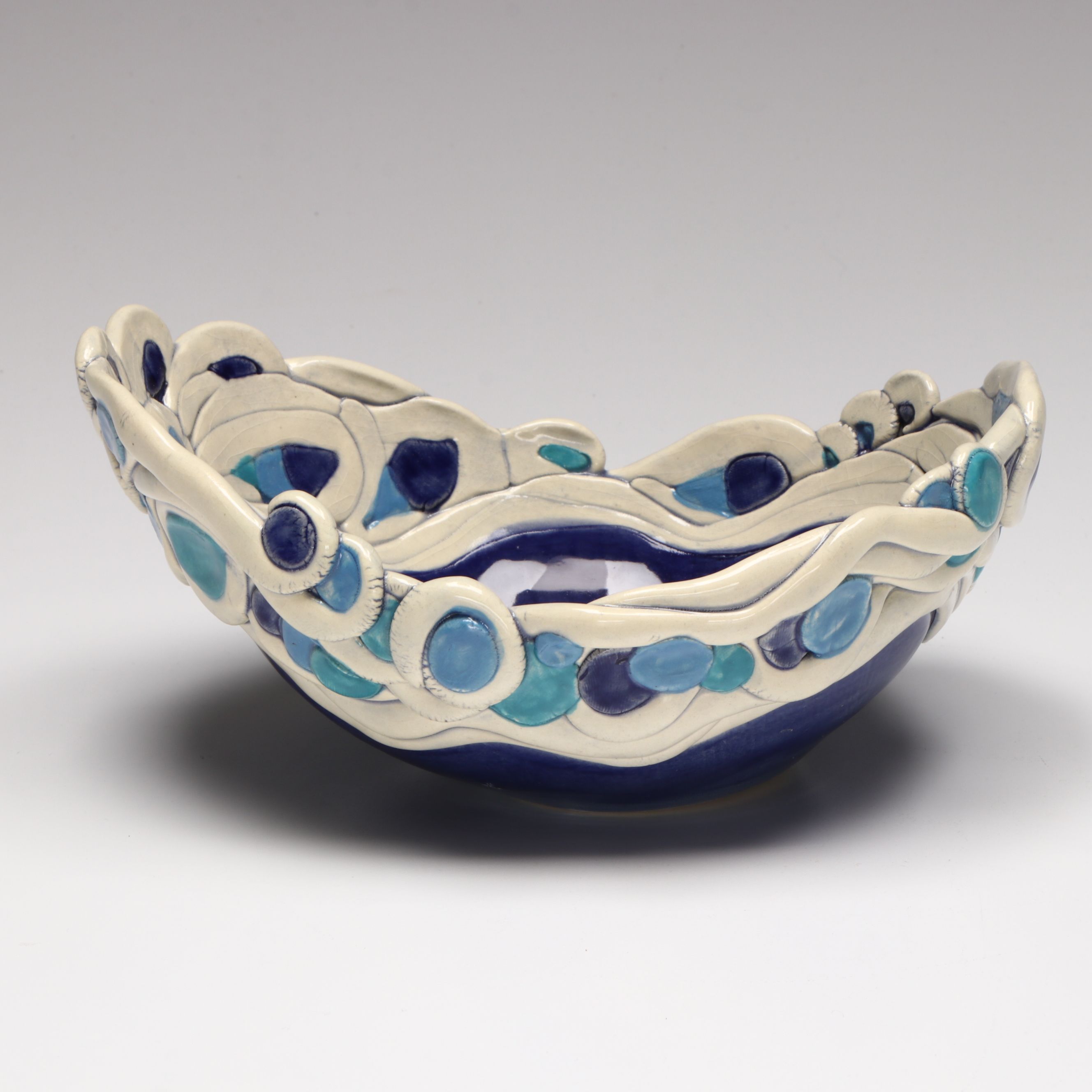 Elaine Hoffman Studio Pottery Wave Rim Decorative Bowl