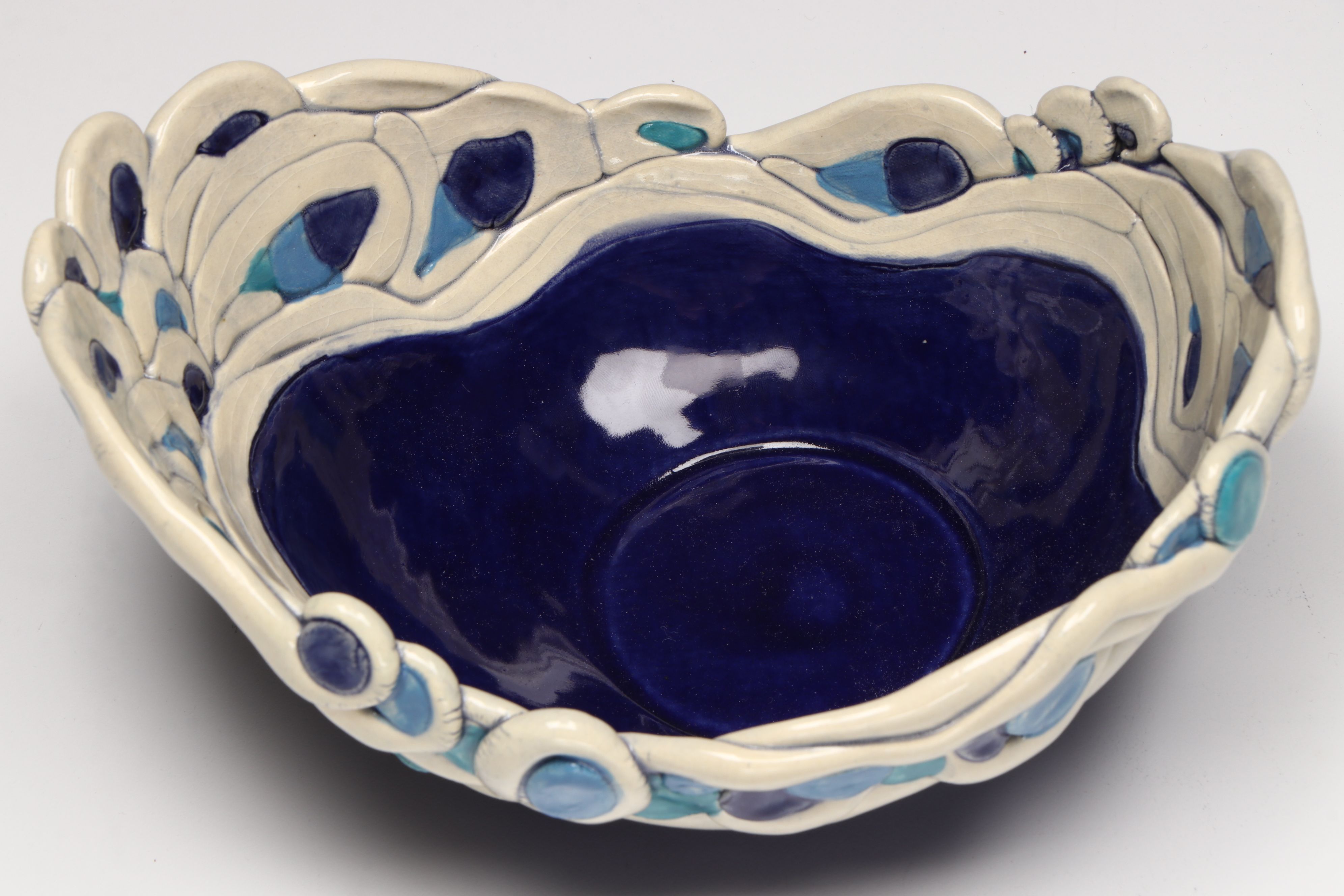 Elaine Hoffman Studio Pottery Wave Rim Decorative Bowl
