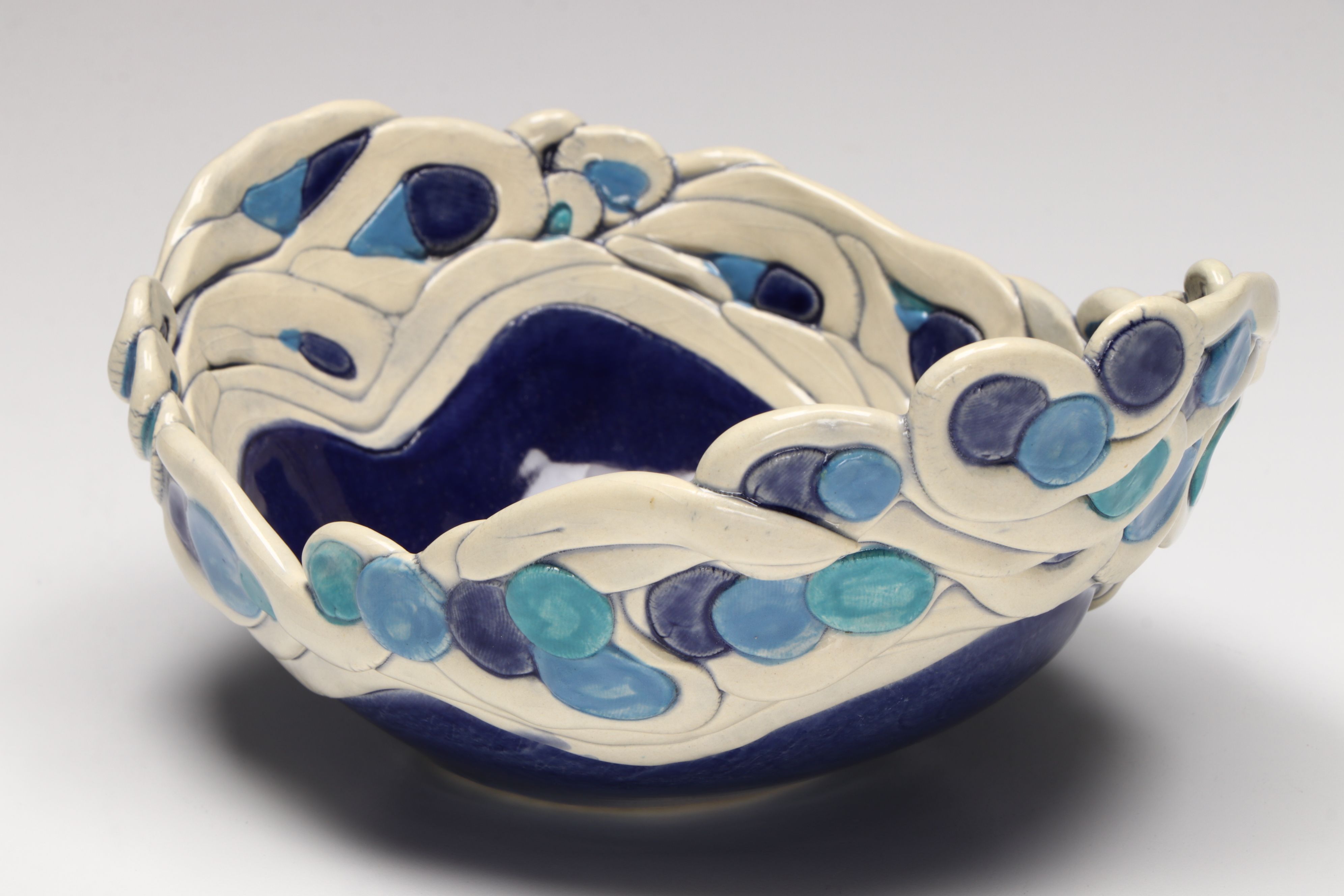 Elaine Hoffman Studio Pottery Wave Rim Decorative Bowl