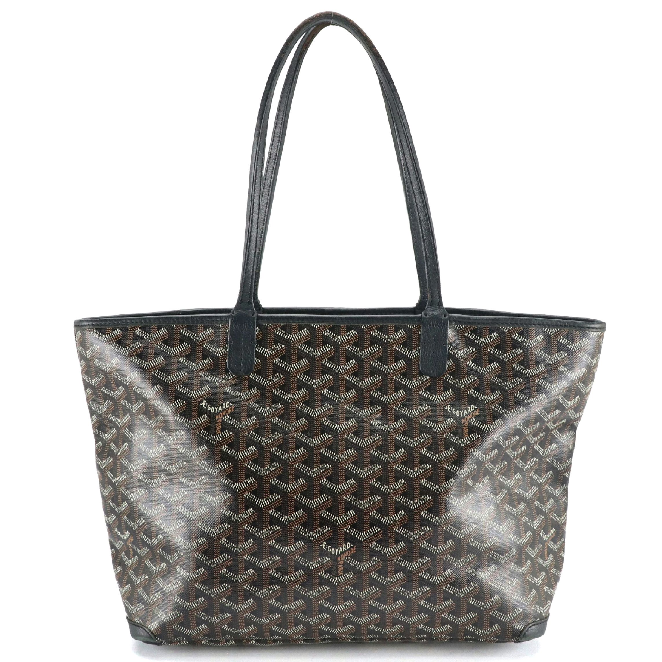 Goyard Saint Louis PM Tote in Black Goyardine Coated Canvas and Leather