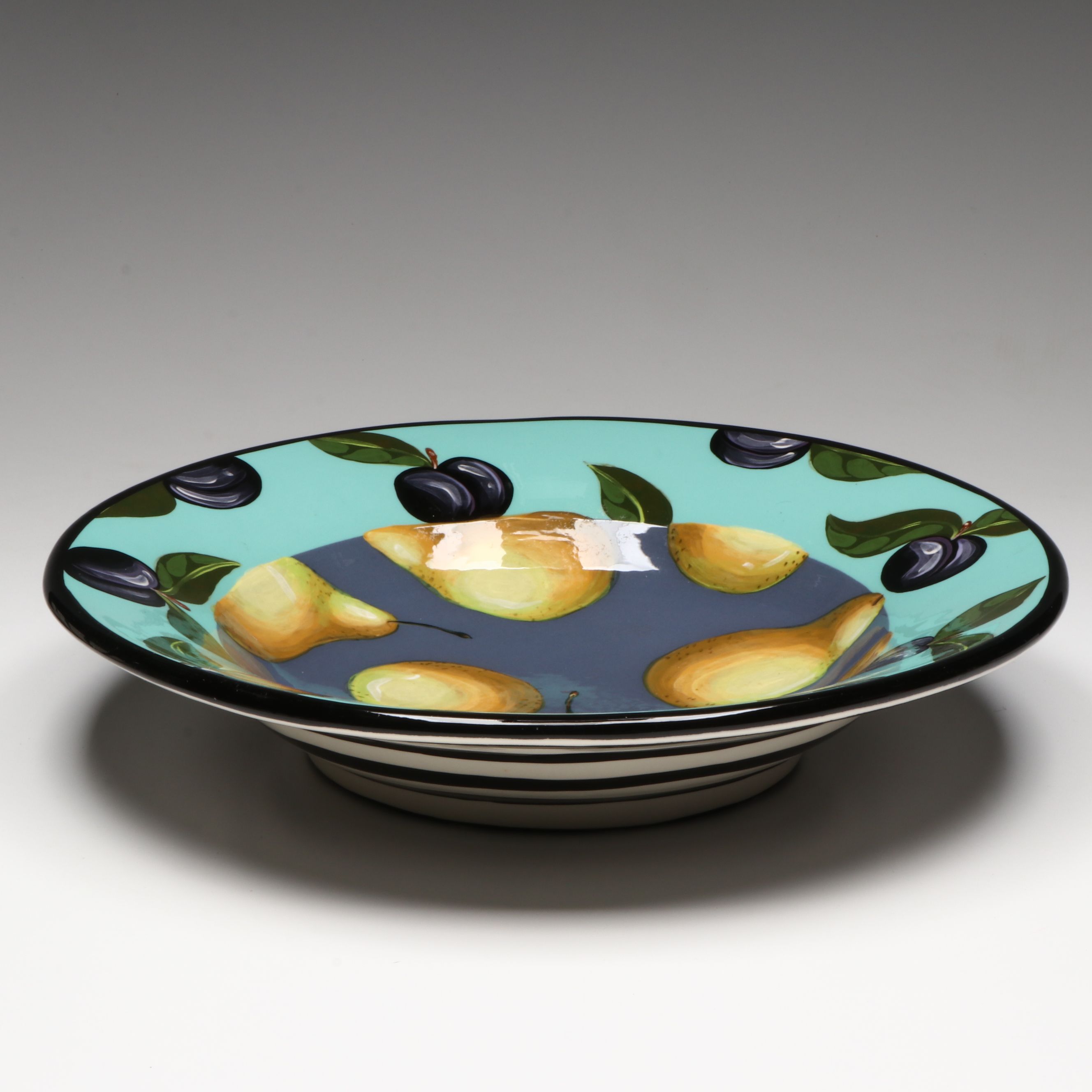 Droll Designs Hand-Painted Fruit Motif Serving Bowls