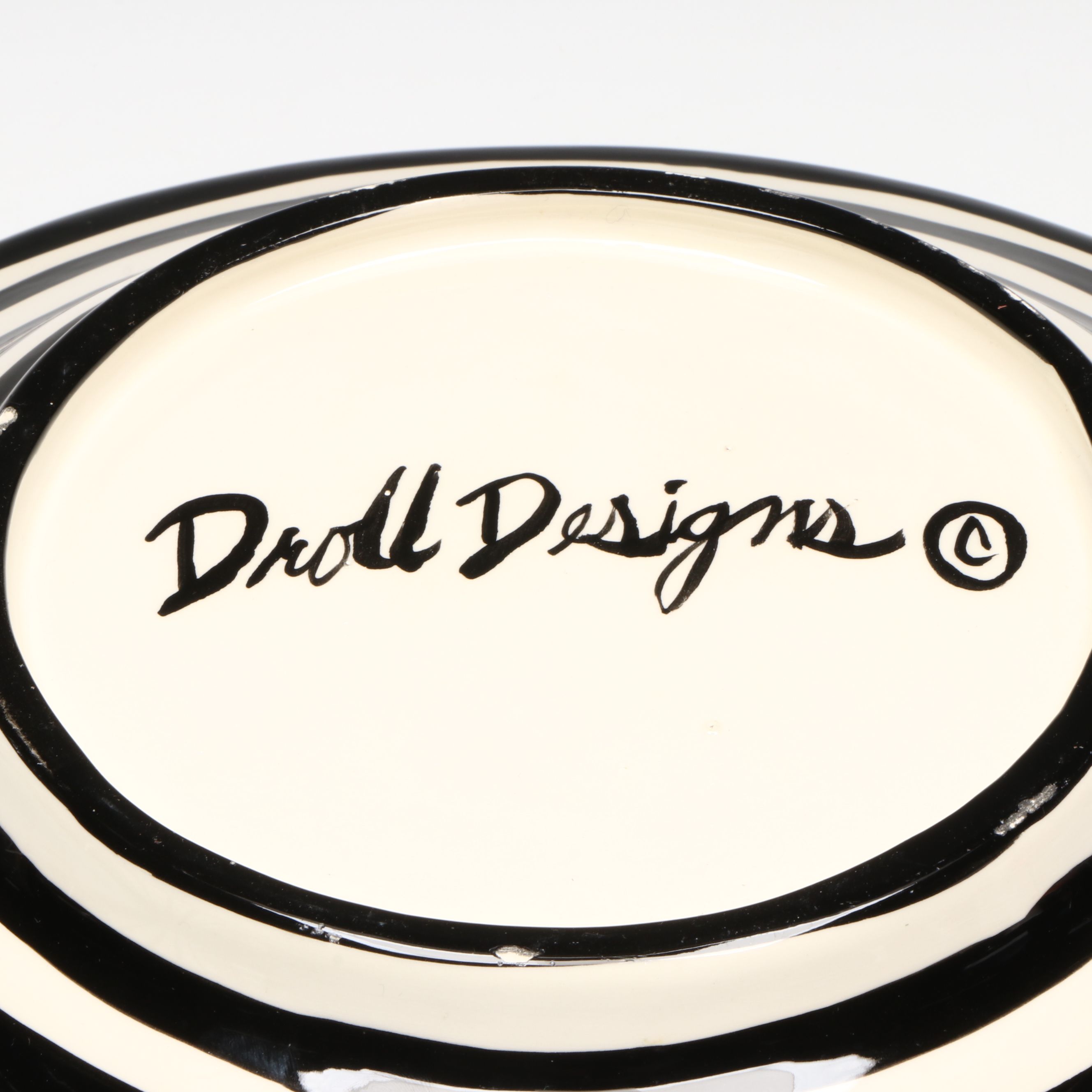 Droll Designs Hand-Painted Fruit Motif Serving Bowls