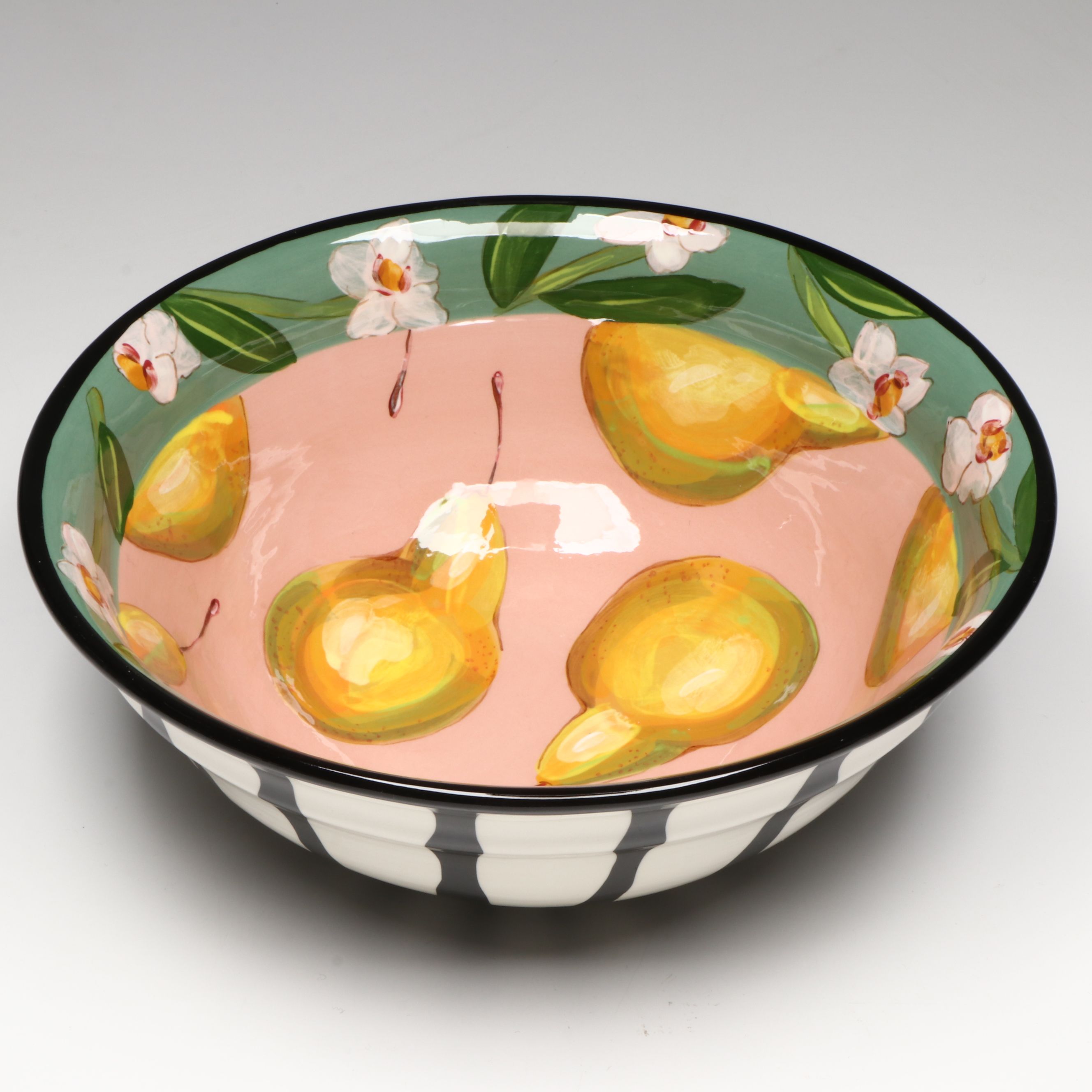 Droll Designs Hand-Painted Fruit Motif Serving Bowls