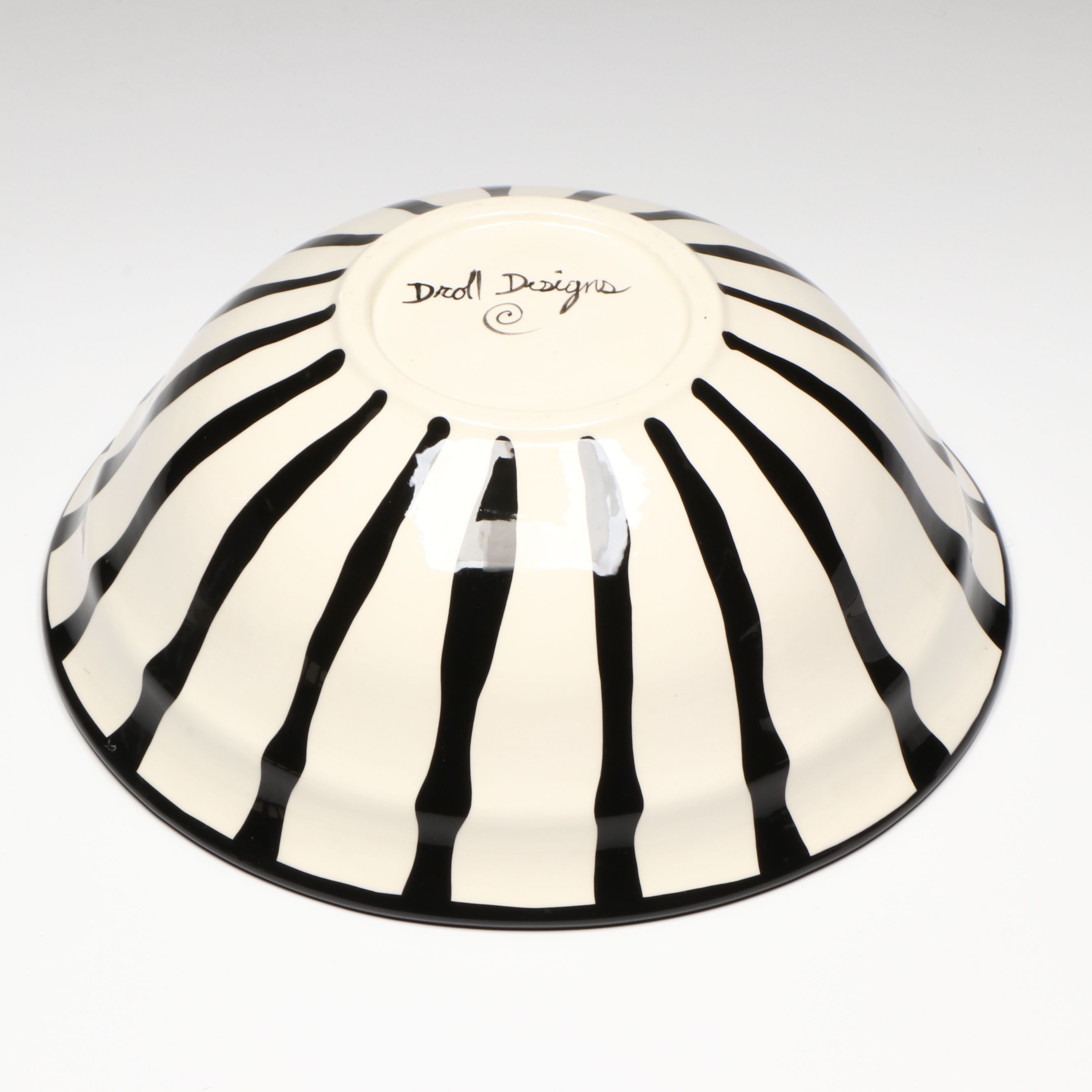 Droll Designs Hand-Painted Fruit Motif Serving Bowls