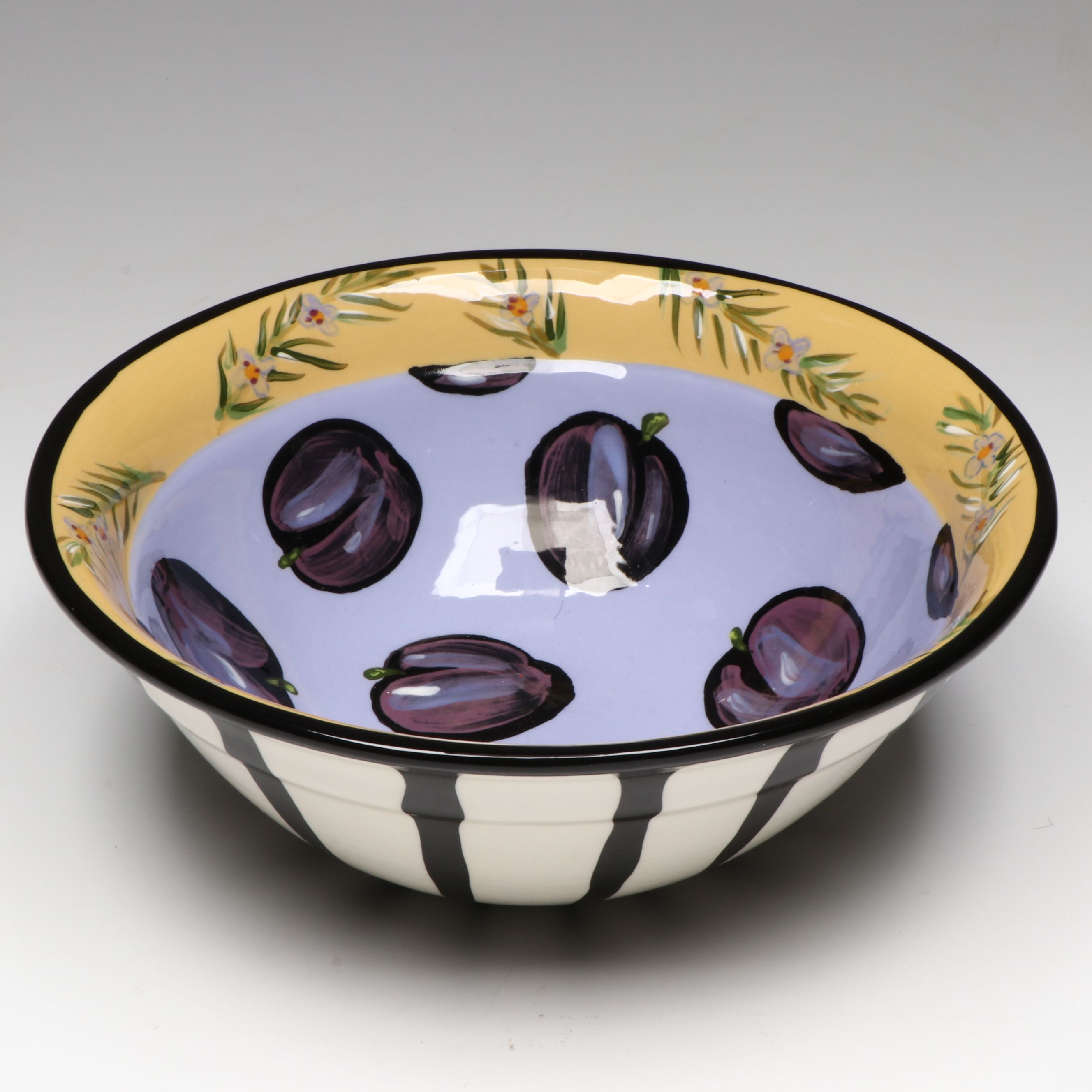 Droll Designs Hand-Painted Fruit Motif Serving Bowls