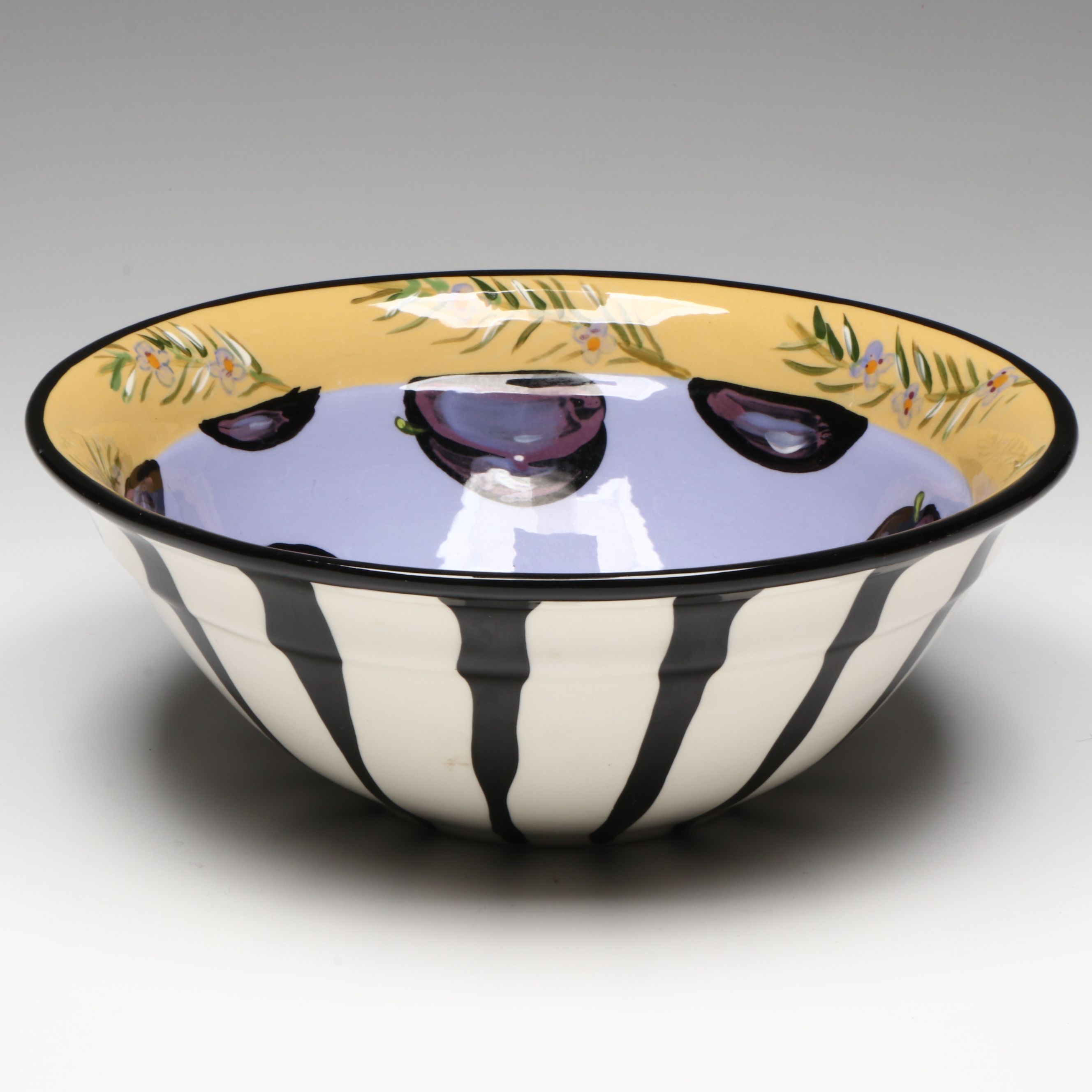 Droll Designs Hand-Painted Fruit Motif Serving Bowls