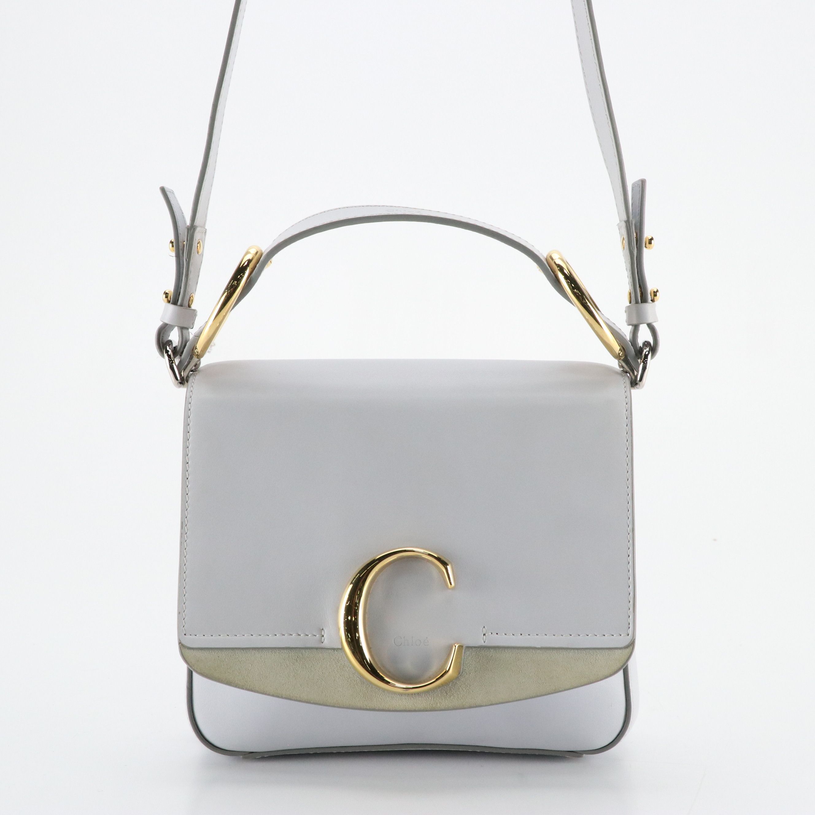 Chloé Double Carry Bag in Pale Blue Smooth Calfskin Leather