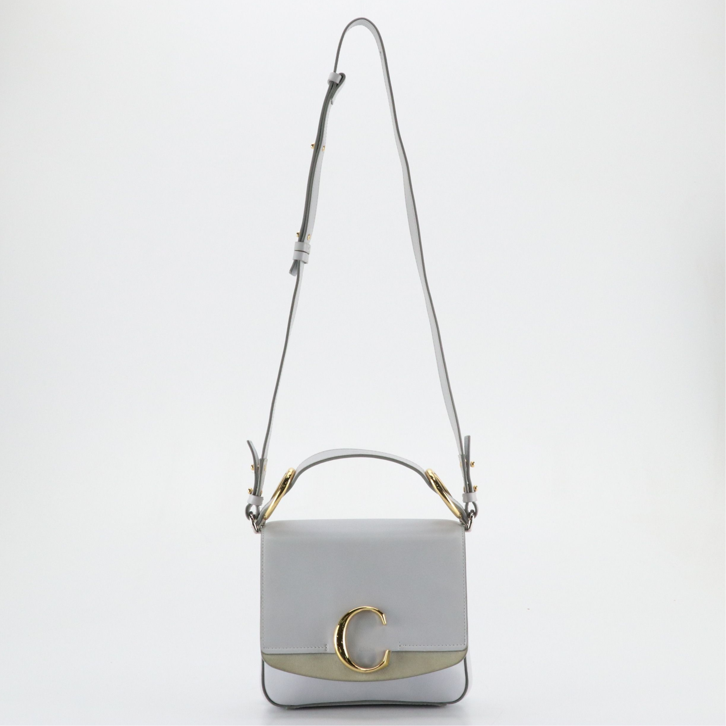 Chloé Double Carry Bag in Pale Blue Smooth Calfskin Leather