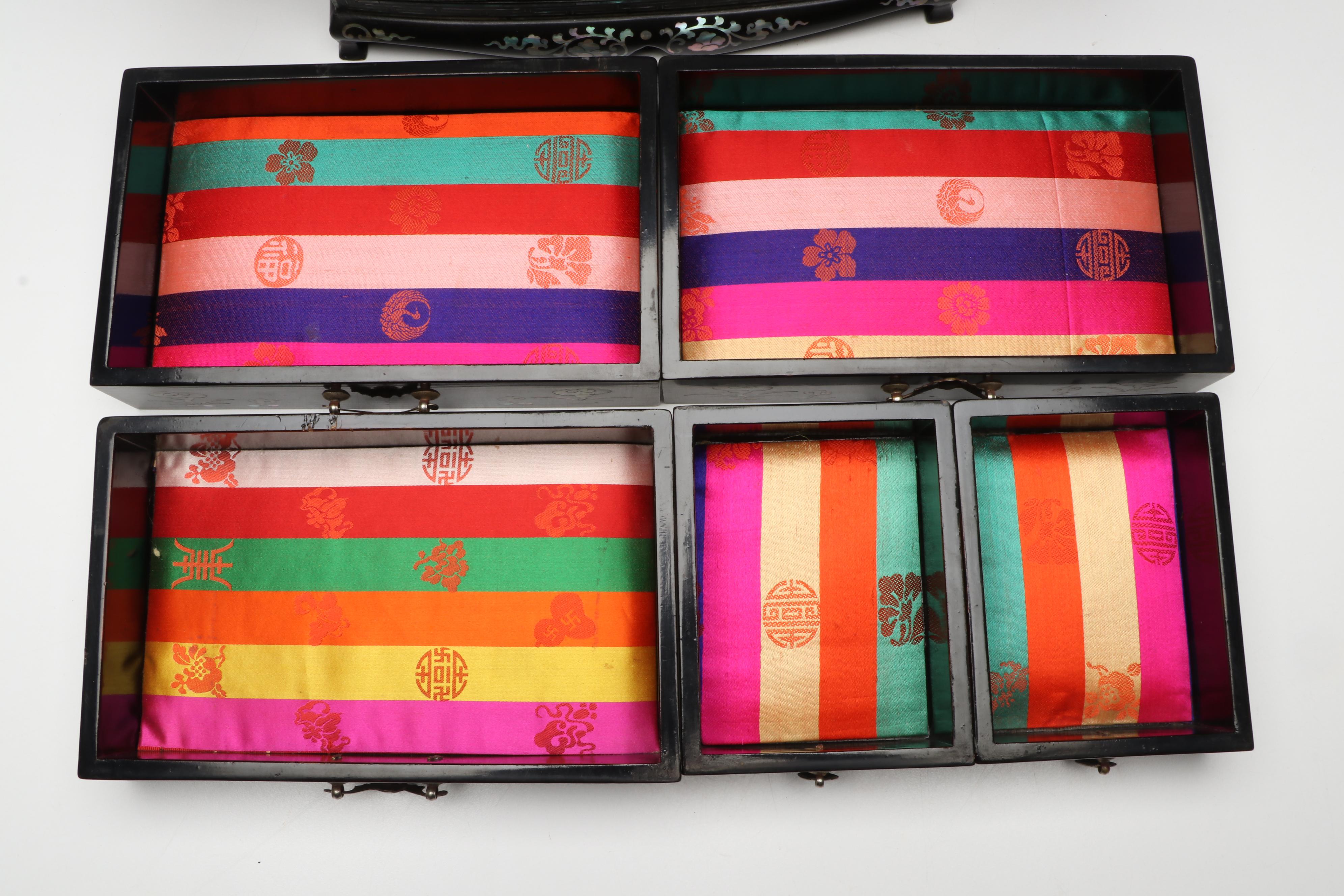 Chinese Abalone Inlaid Black Lacquer Jewelry Box