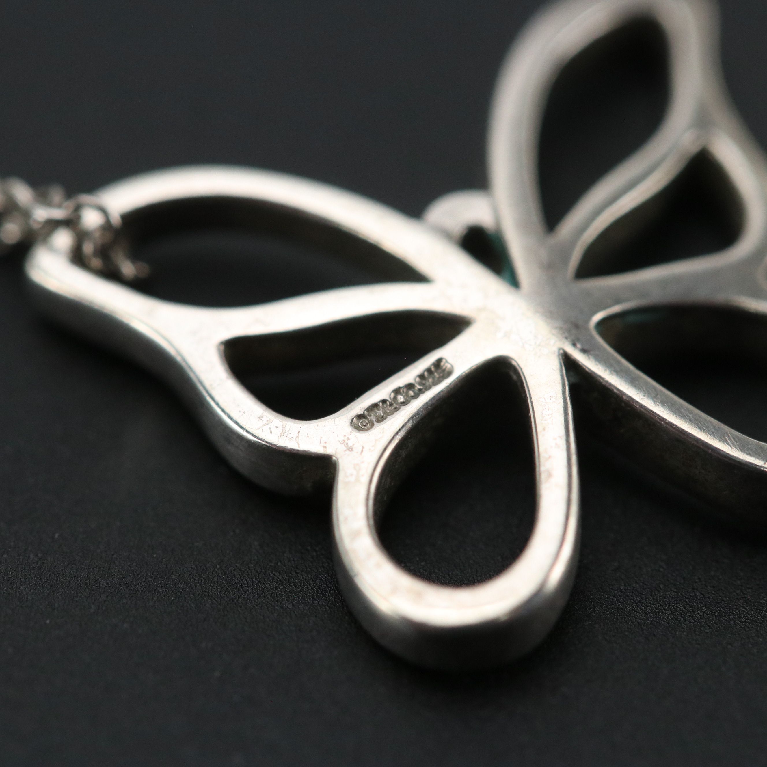 Tiffany & Co. Sterling Cutout Butterfly Pendant Necklace in Box