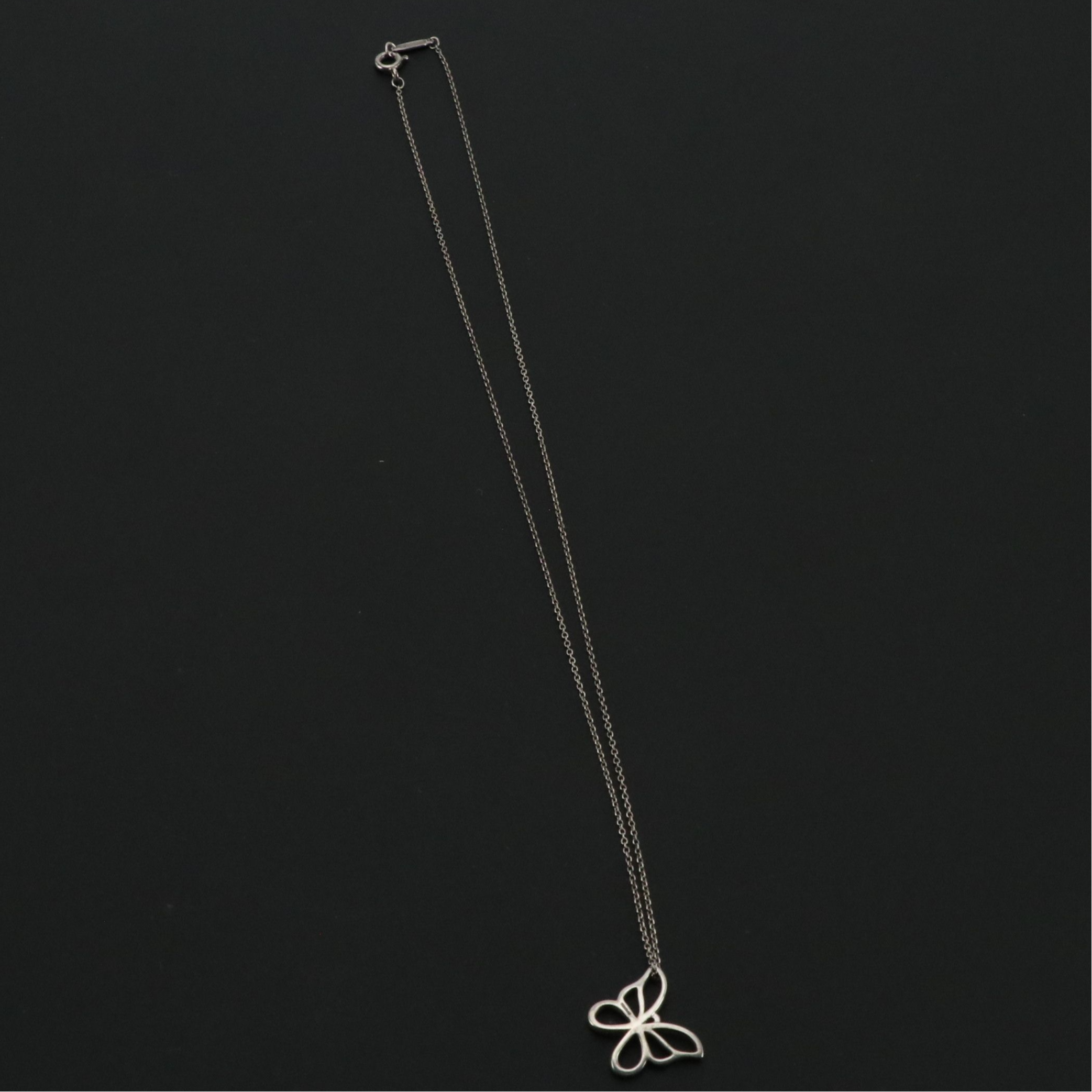 Tiffany & Co. Sterling Cutout Butterfly Pendant Necklace in Box