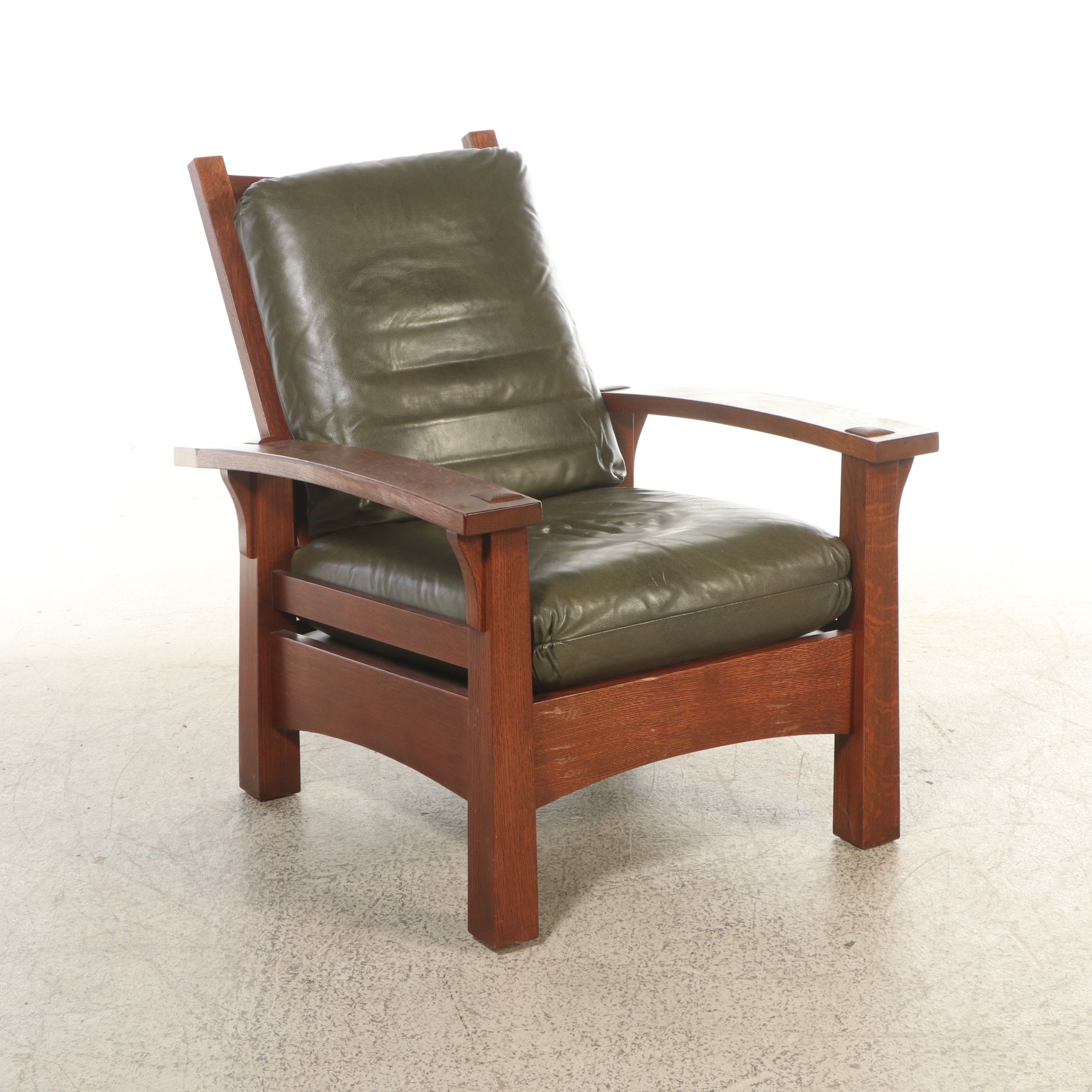 Stickley Craftsman Style Oak Armchair and Ottoman, 2005