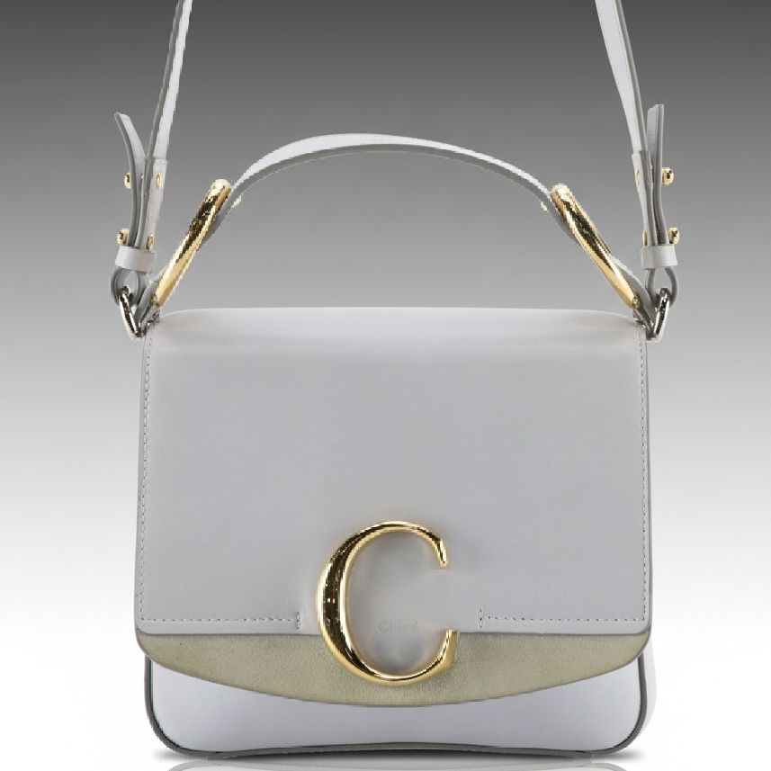 Chloé Double Carry Bag in Pale Blue Smooth Calfskin Leather