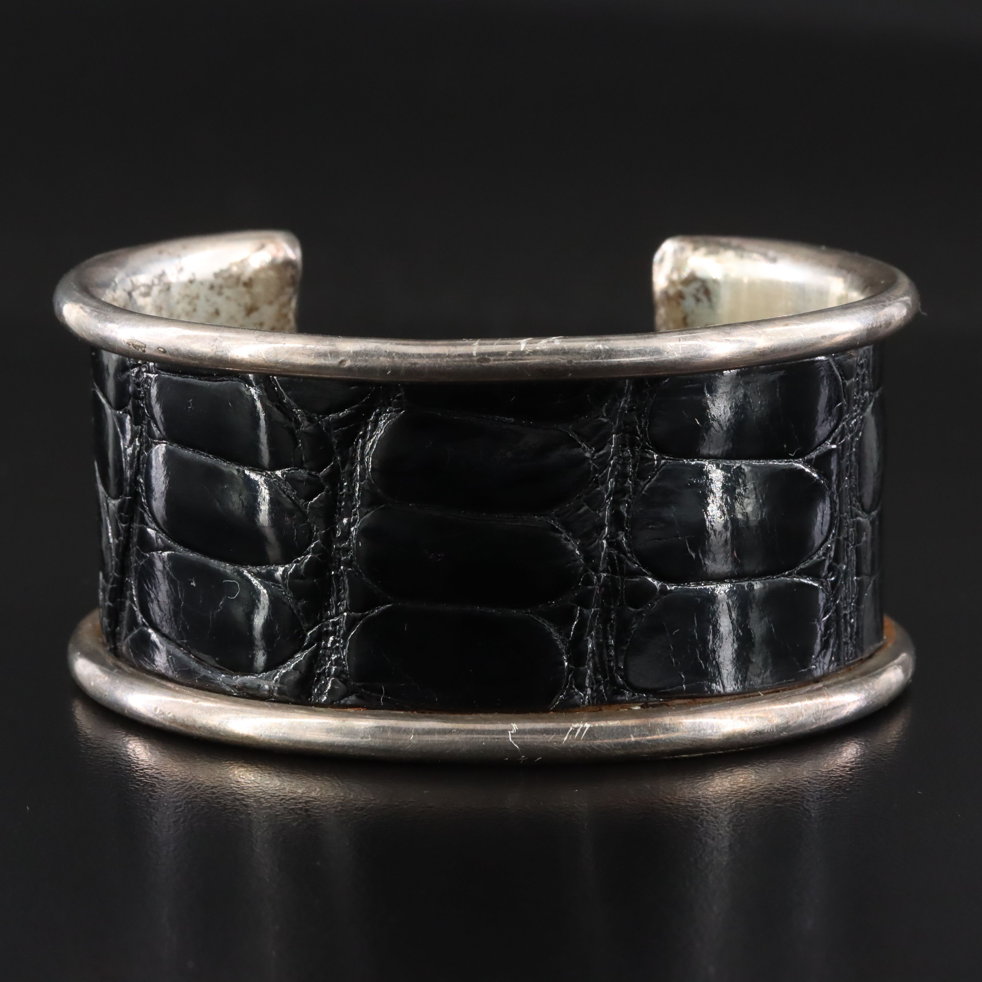 LaBelle Sterling and Leather Cuff